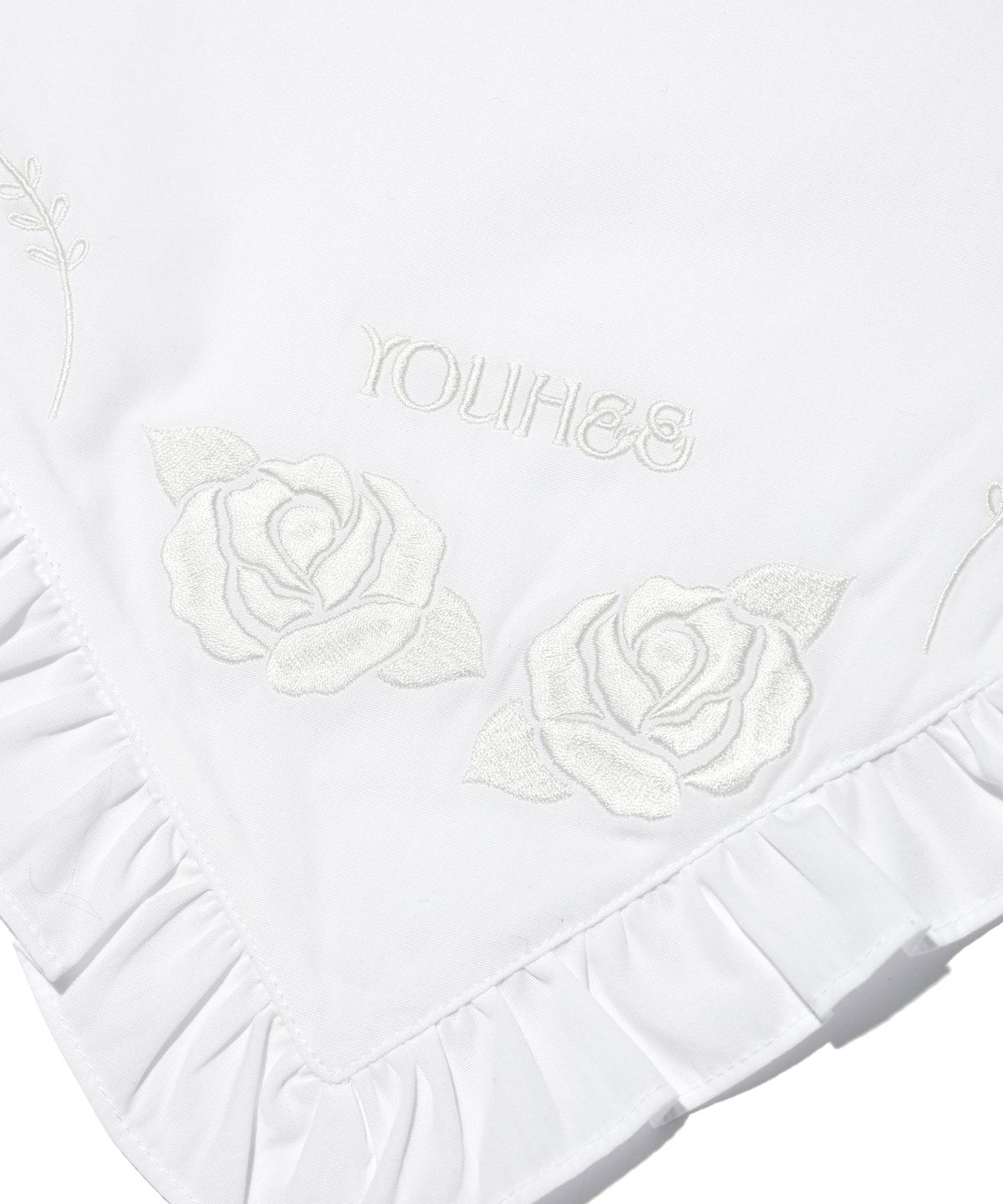 유희(YOUHEE) FLOWER EMBROIDERED BANDANA WHITE