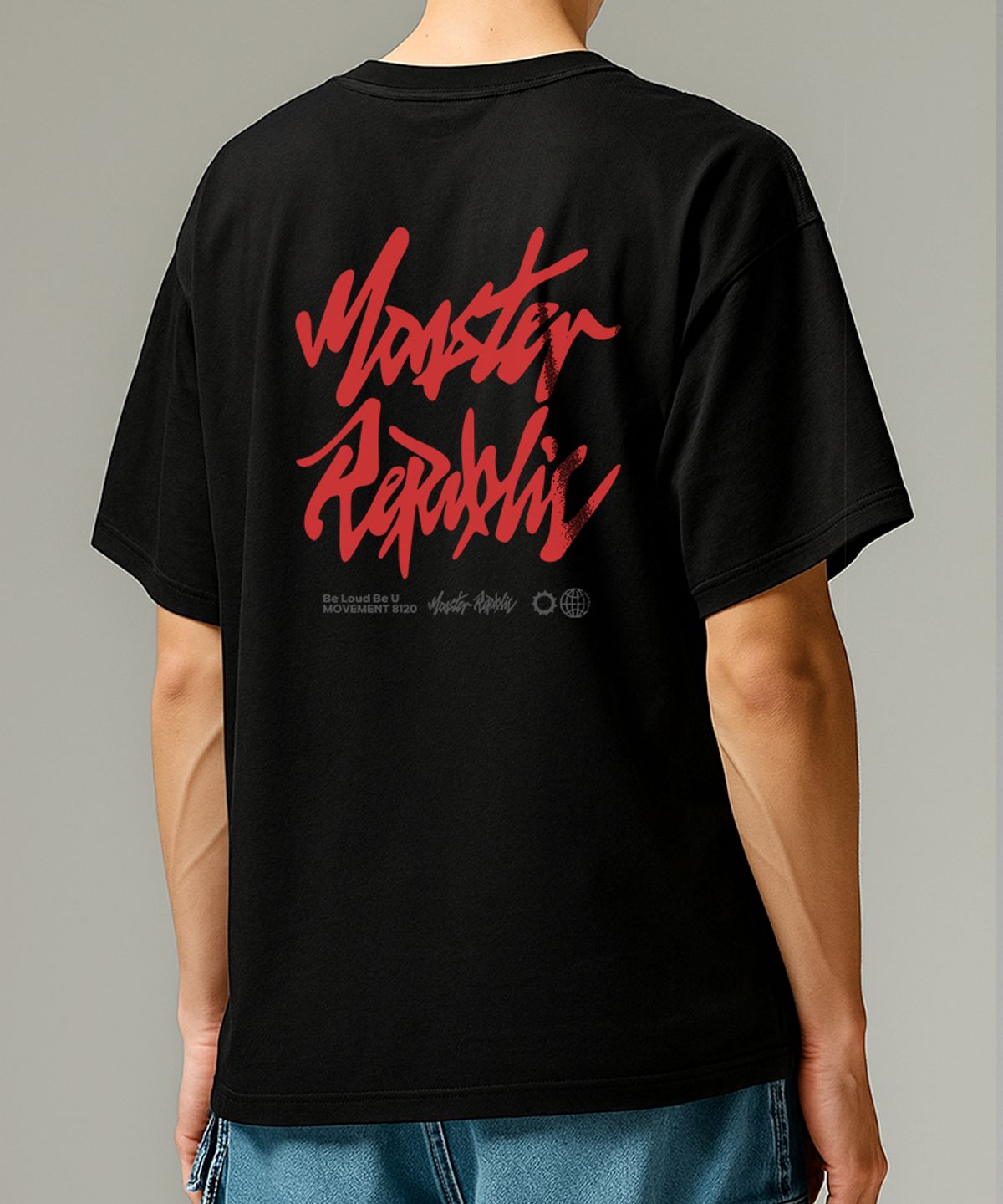 몬스터리퍼블릭(MONSTER REPUBLIC) 어센틱 로고 레드 티셔츠 블랙_8120