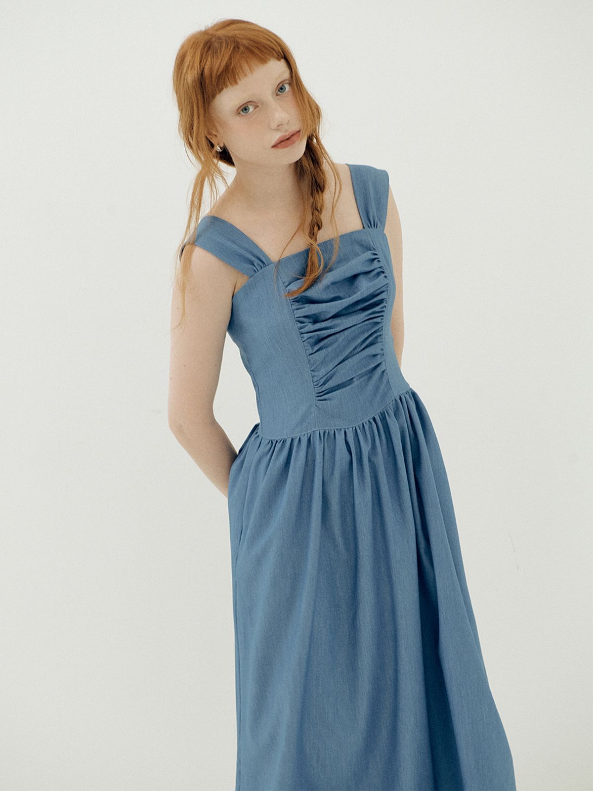 비아락테아(VIA LACTEA) Denim Shirring Dress