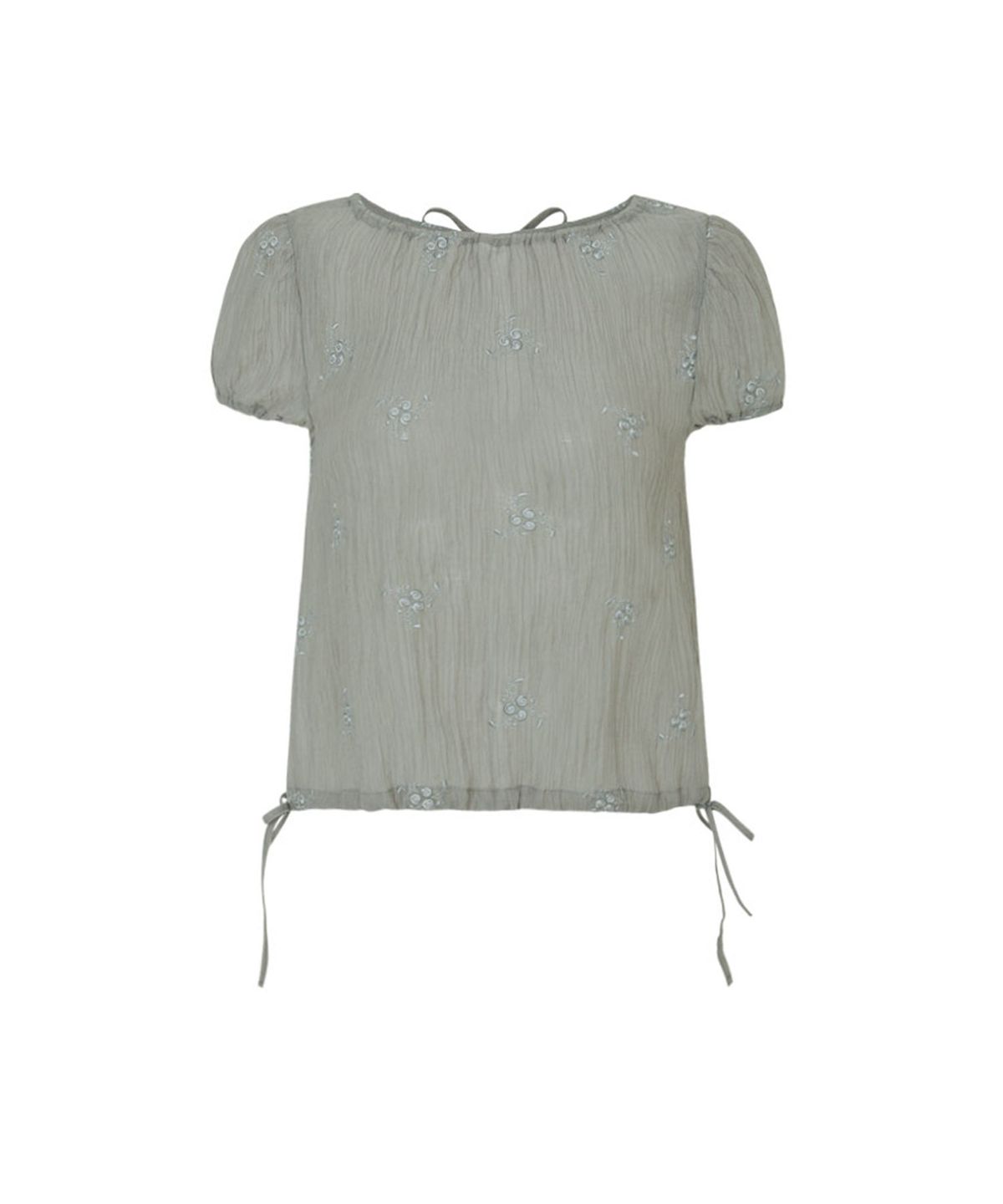 루루서울(LOULOUSEOUL) Flower String Blouse (Khaki Gray)