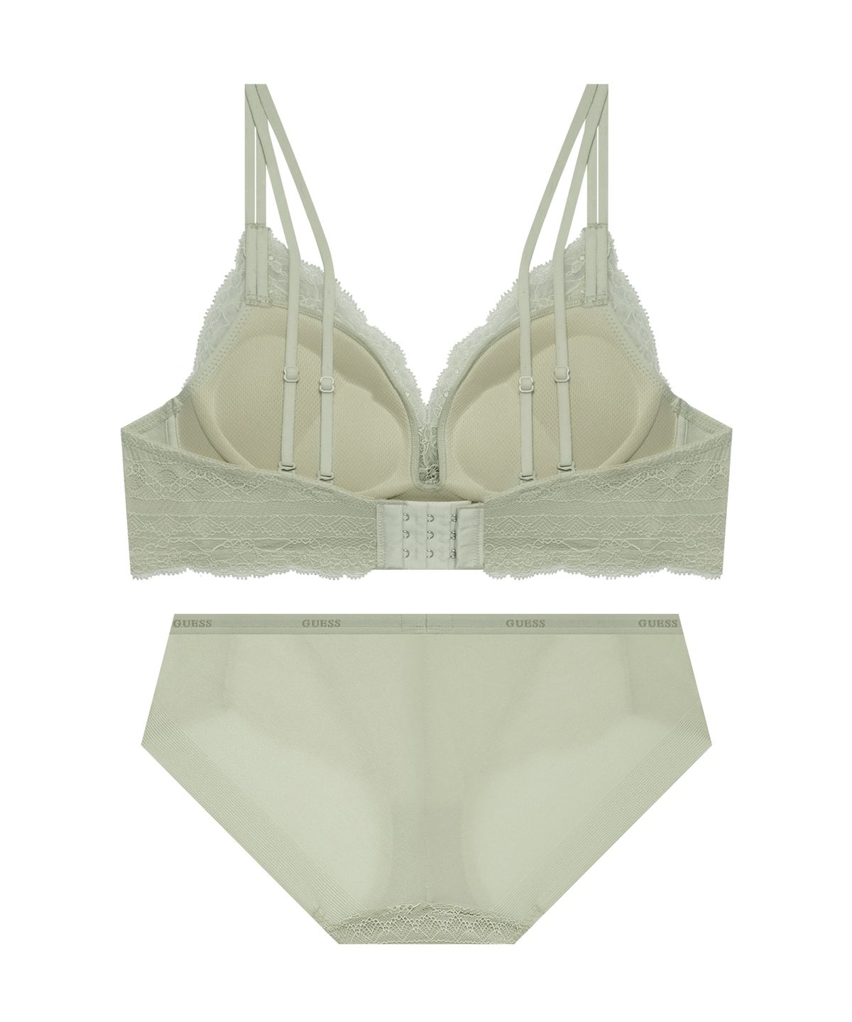 게스언더웨어(GUESS UNDERWEAR) 볼륨 메이커 레이스 노와이어 브라팬티세트 - 민트