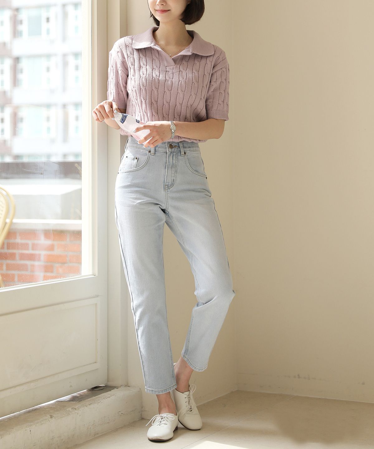 빼빼(BBAEBBAE) 테이퍼드 일자 데님 팬츠