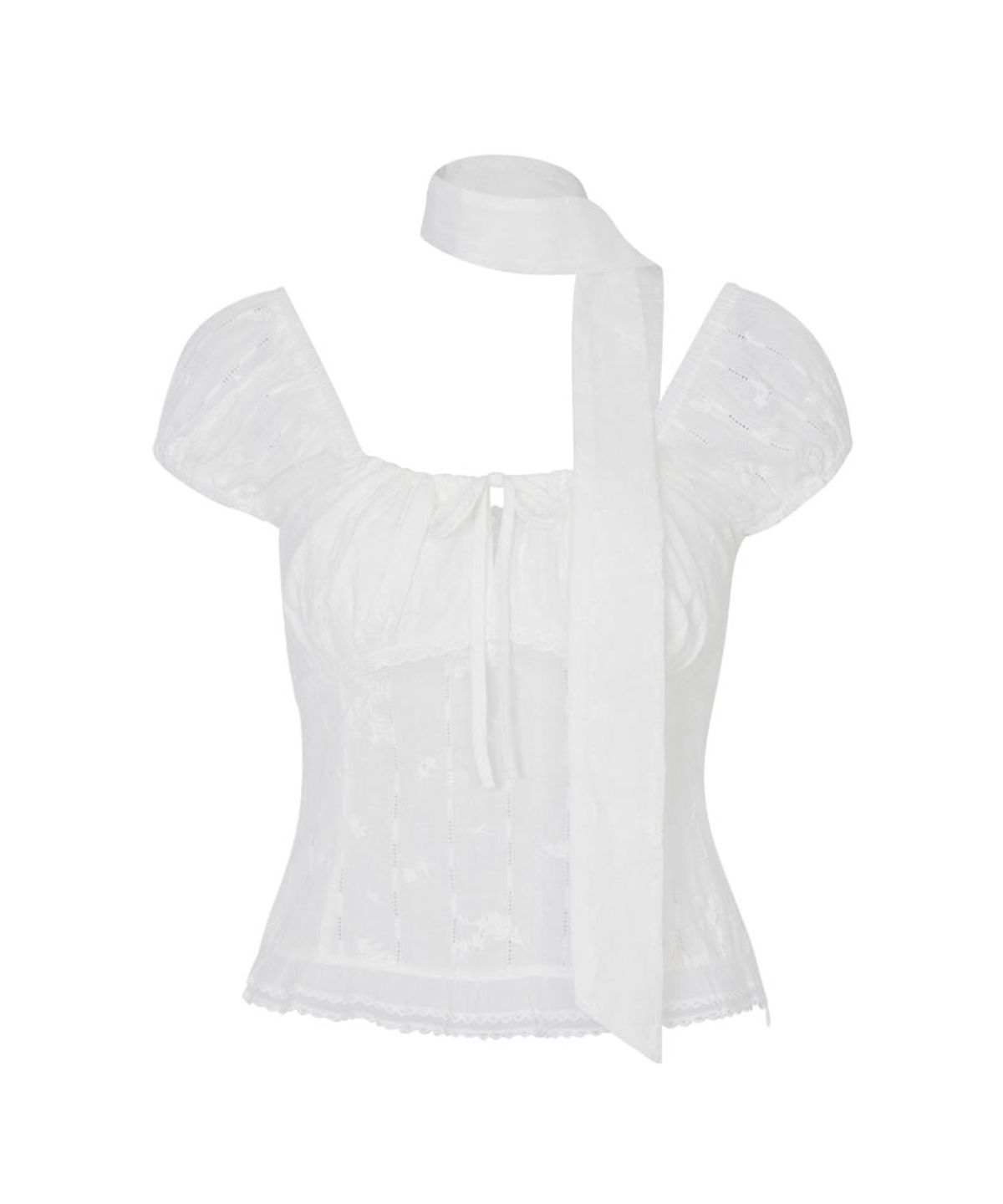 루루서울(LOULOUSEOUL) Grove Puff Blouse (Scarf Set / White)