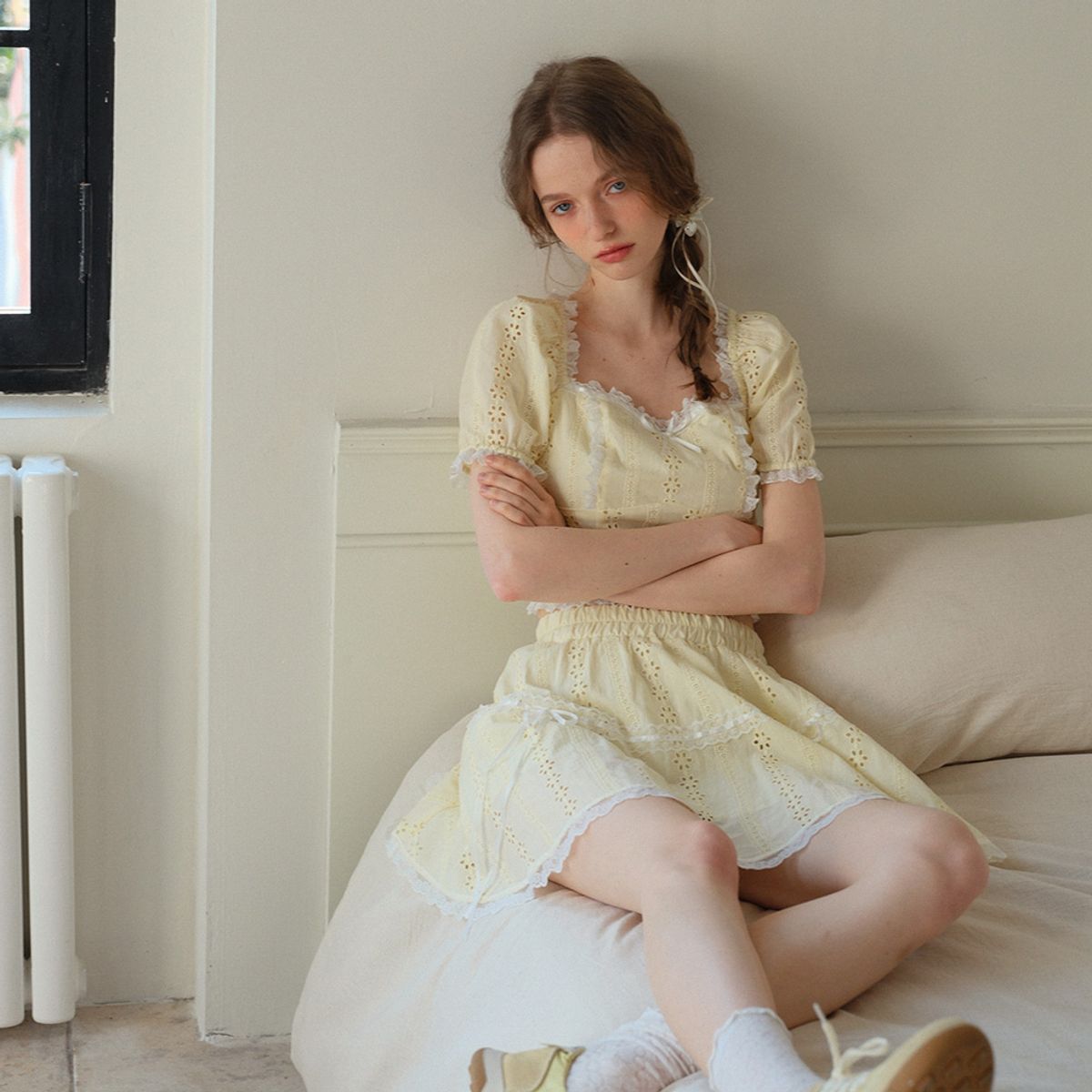 쎄무아듀(CEST MOIDEW) Cest_Embroidery lace banding skirt