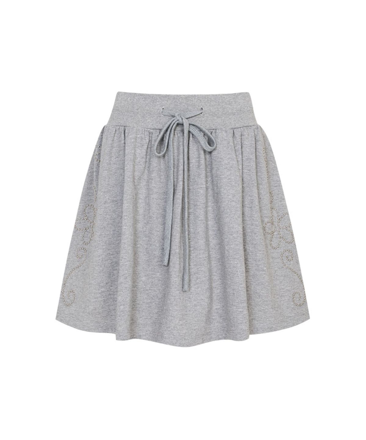 루루서울(LOULOUSEOUL) Western Stud Skirt (Light Gray)