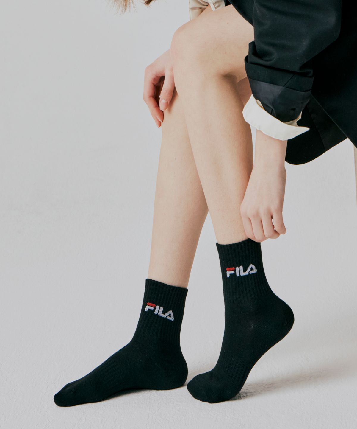 휠라 골프(FILA GOLF) 솔리드 양말 5족 세트 (3colors)