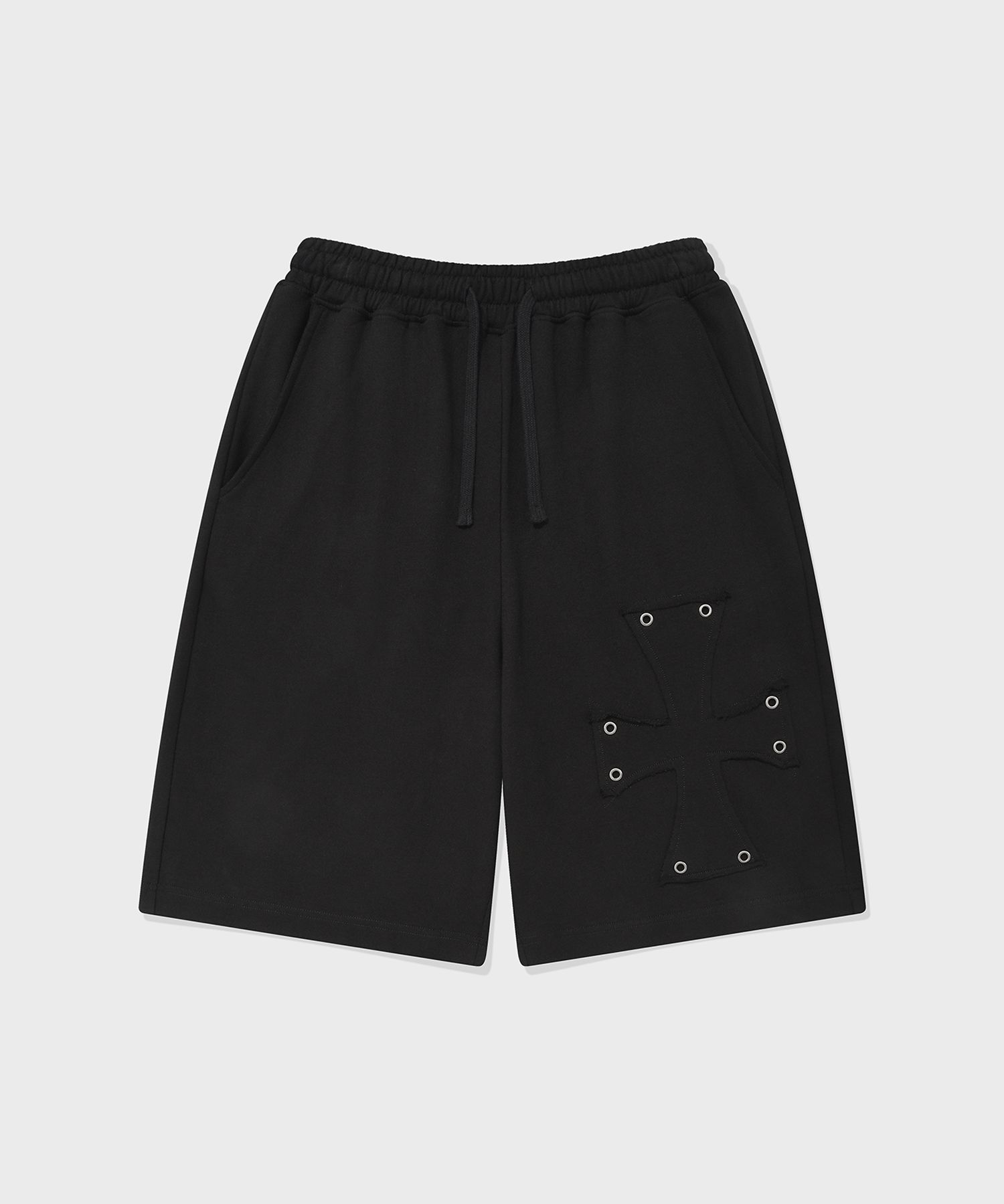 [SAINTPAIN]★25SS★CROSS APPLIQUE SWEAT SHORTS★関税込 MUSINSA | SAINTPAIN SP Cross Applique Sweatshorts Black