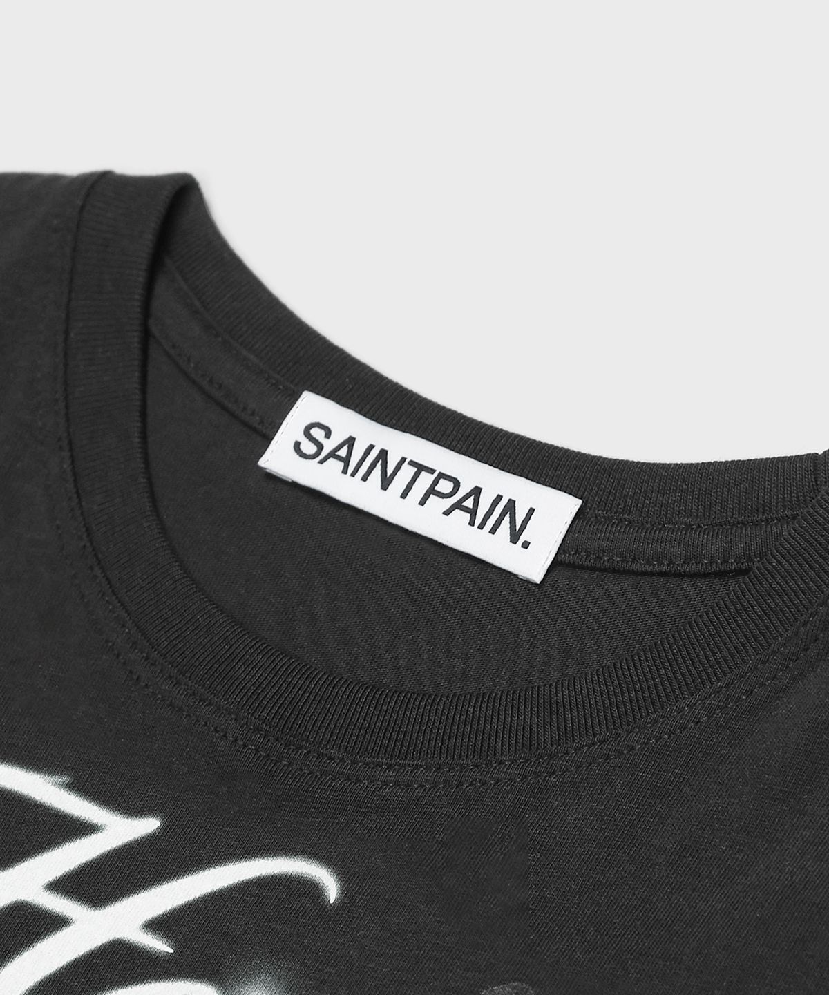 세인트페인(SAINTPAIN) SP 쇼킹 크롭 반팔티 블랙
