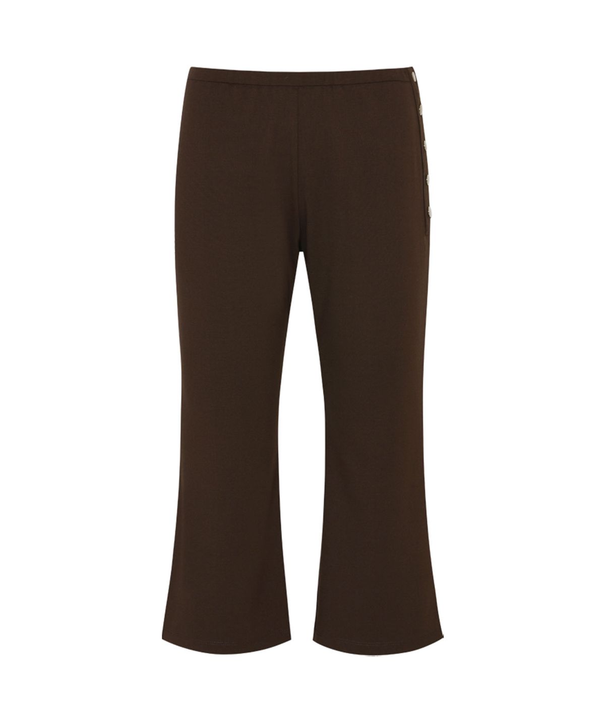 루루서울(LOULOUSEOUL) Button Capri Pants (Brown)