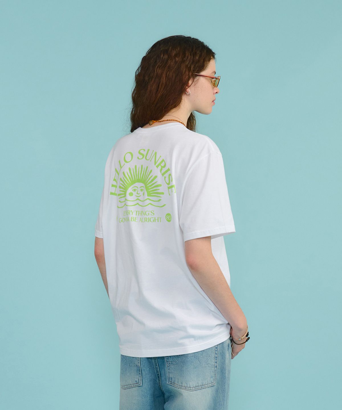 헬로 선라이즈(HELLO SUNRISE) Mini OG Logo Tee_White & Lime