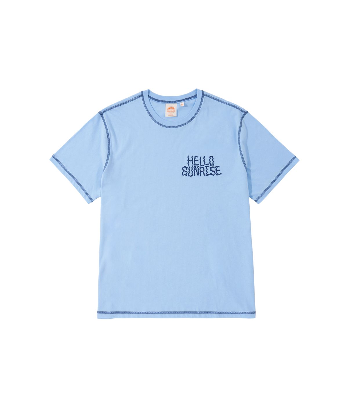 헬로 선라이즈(HELLO SUNRISE) HS Doodle Typo Stitch Tee_Sky Blue