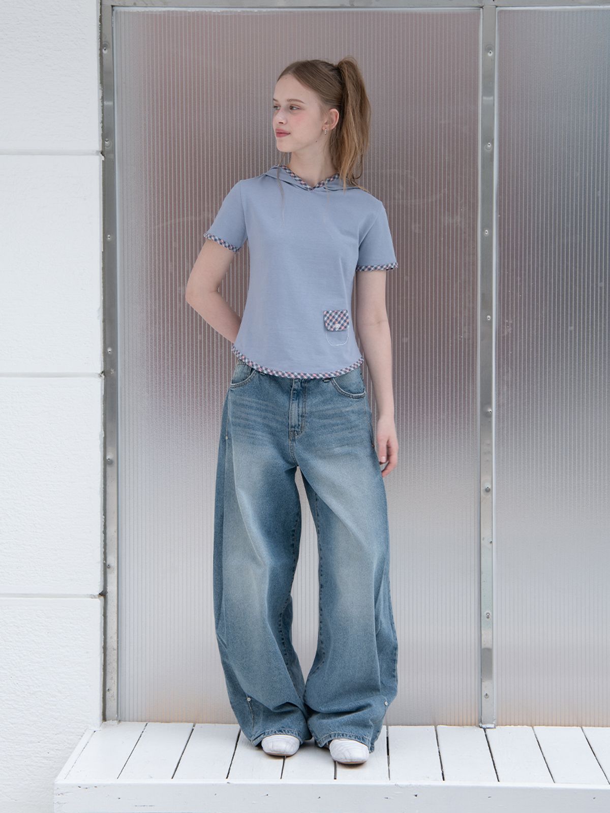 오피쉬(OAFISH) POCKET STITCH HOODIE, SKY BLUE