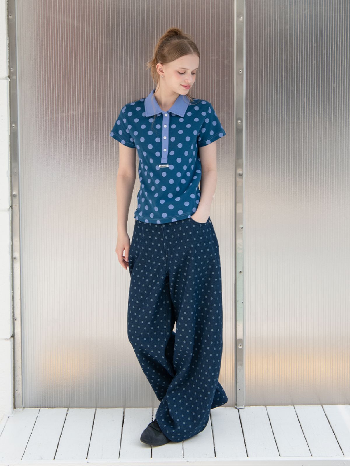 오피쉬(OAFISH) DOT PK T-SHIRT, BLUE