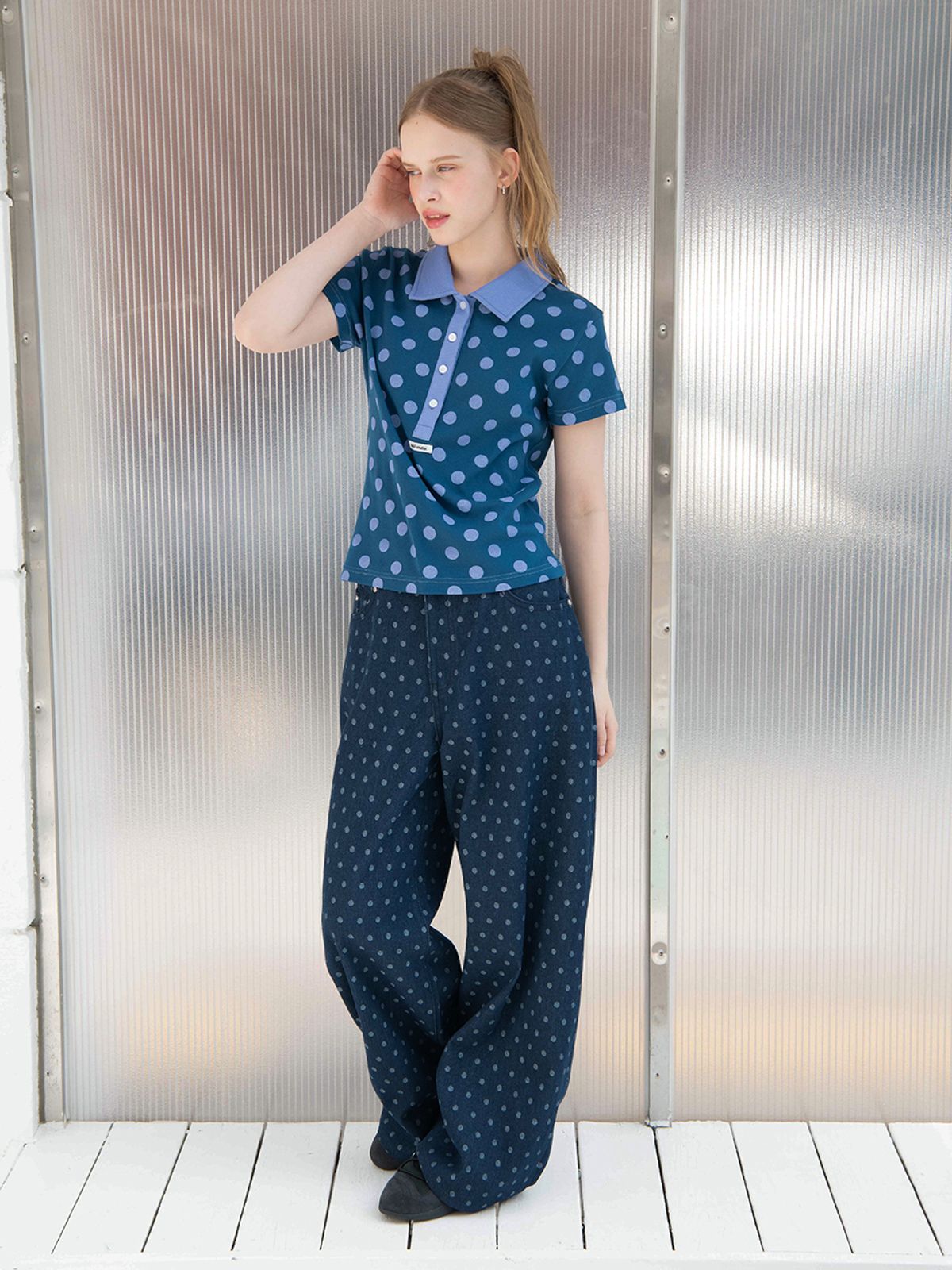 오피쉬(OAFISH) DOT PK T-SHIRT, BLUE