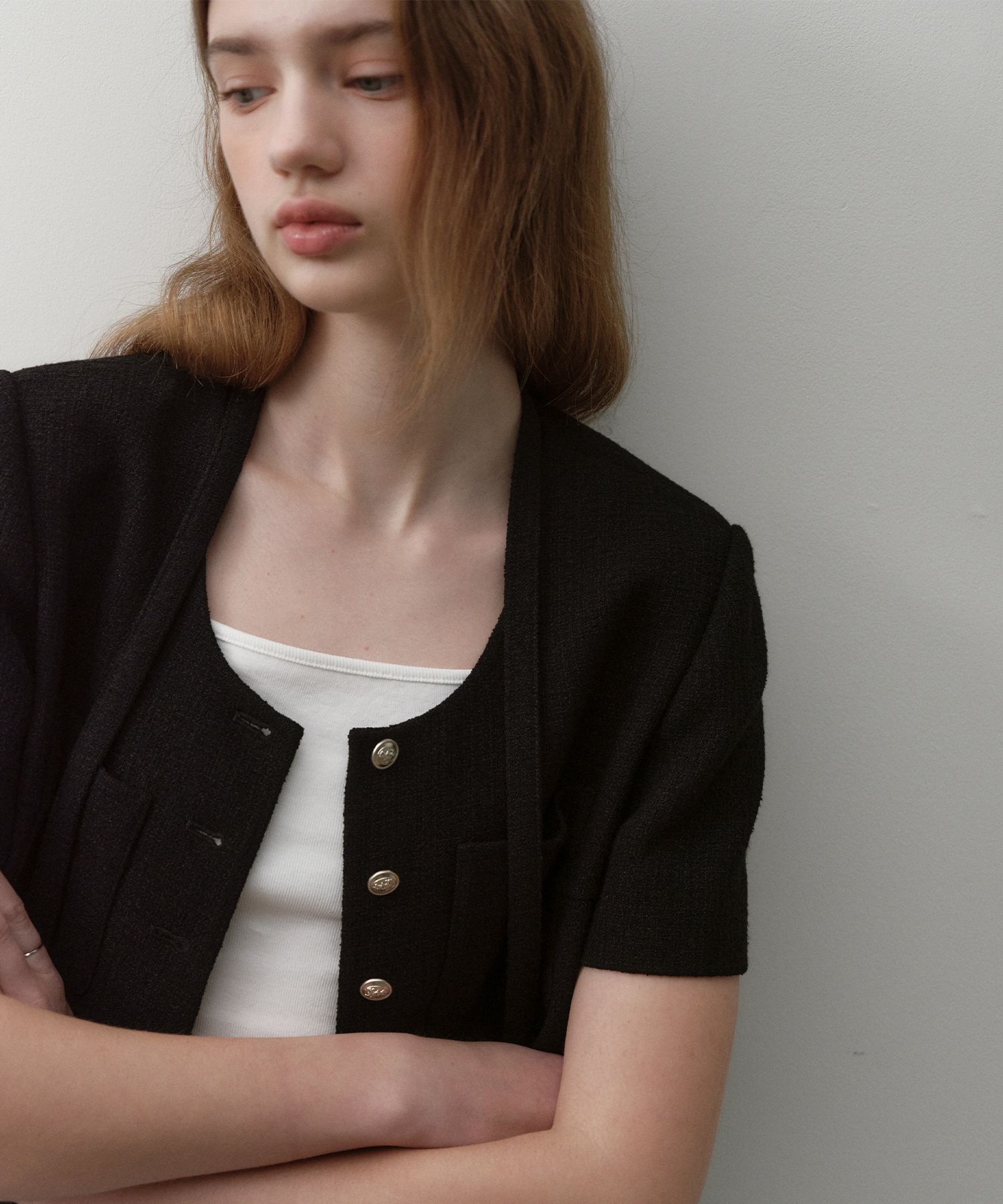 ★OSTKAKA★ Tweed Crop Jacket_3colors TEXTURE TWEED CROP JACKET – Jason Wu Studio