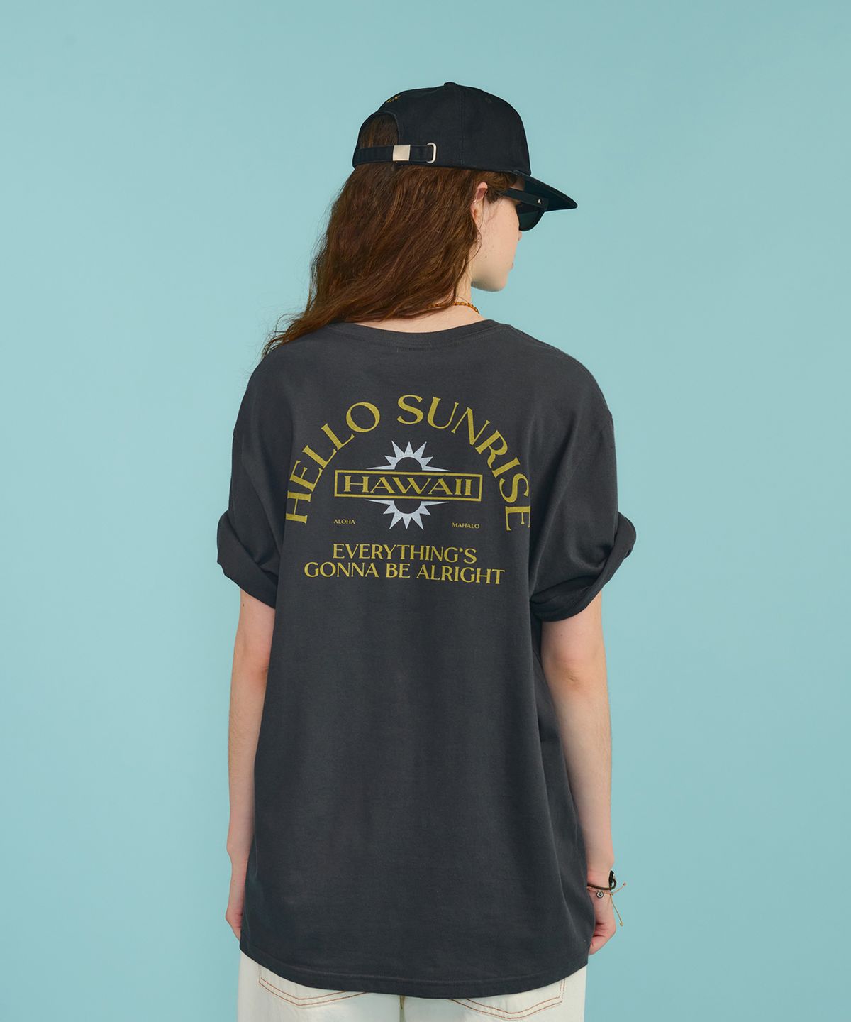 헬로 선라이즈(HELLO SUNRISE) Washed Typo Arch Logo 6panel Cap_Black