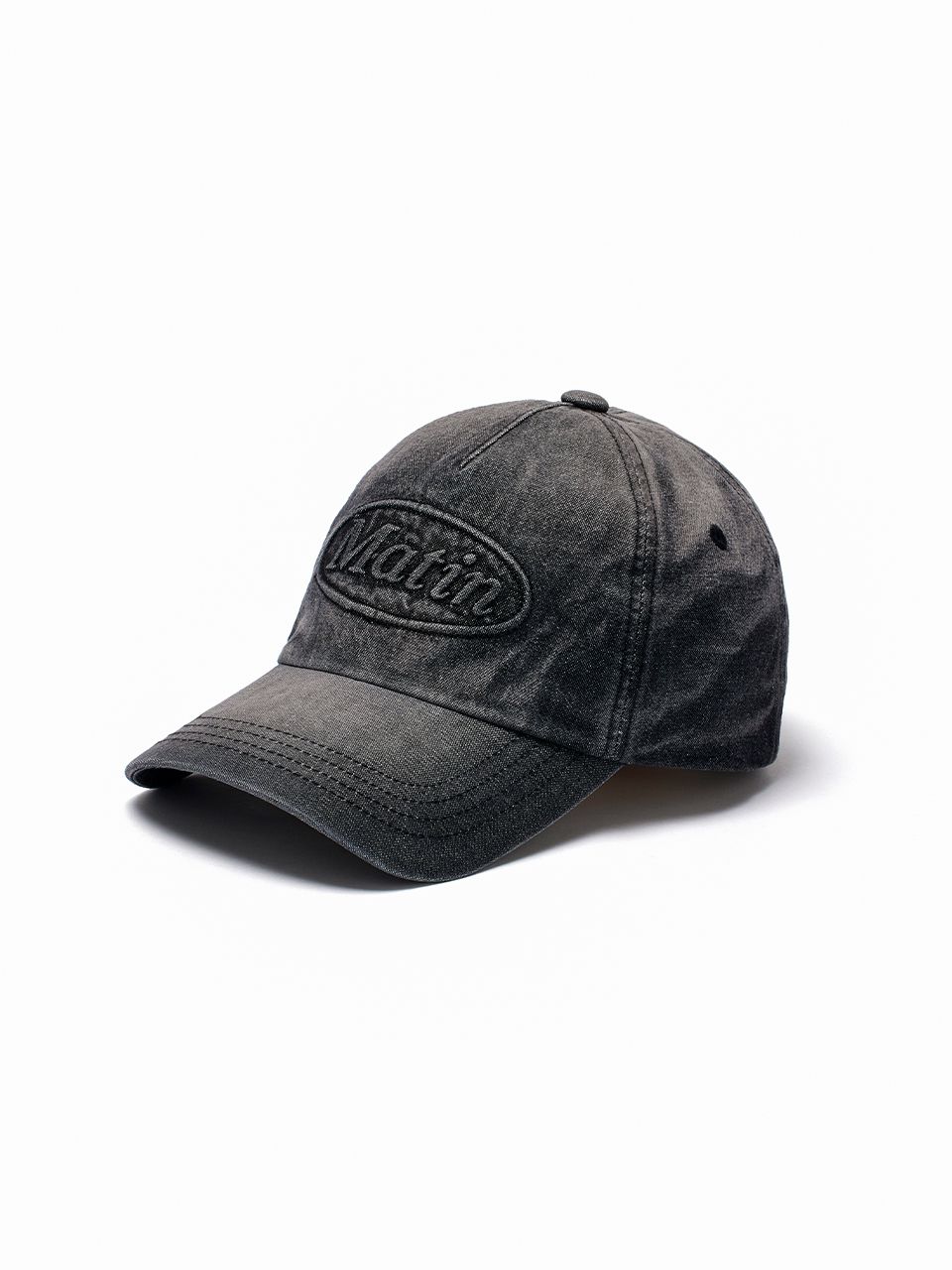 MUSINSA | MATIN KIM EMBOSSED LOGO DENIM BALL CAP IN BLACK
