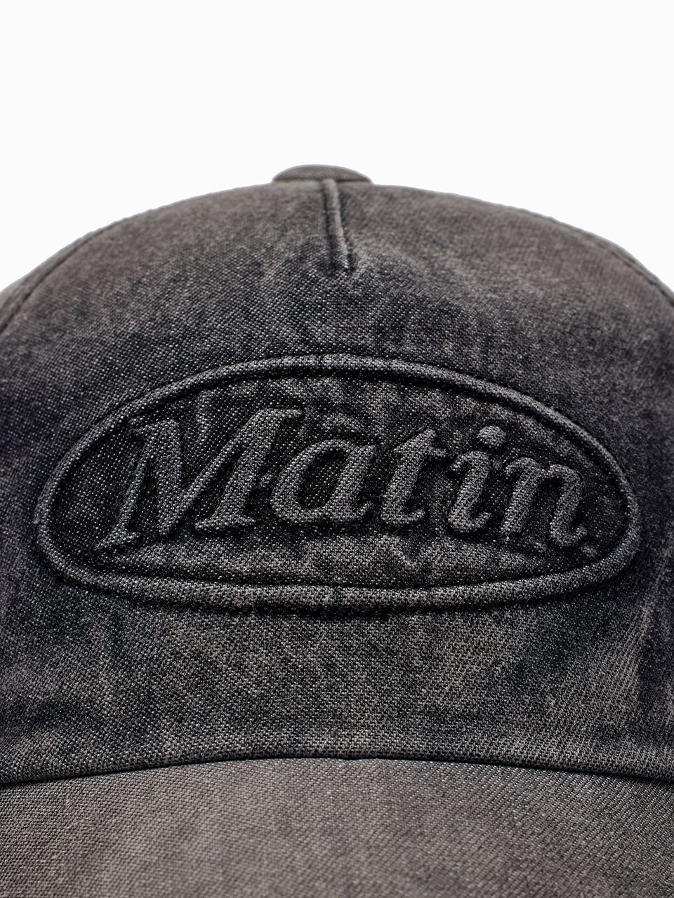 MUSINSA | MATIN KIM EMBOSSED LOGO DENIM BALL CAP IN BLACK