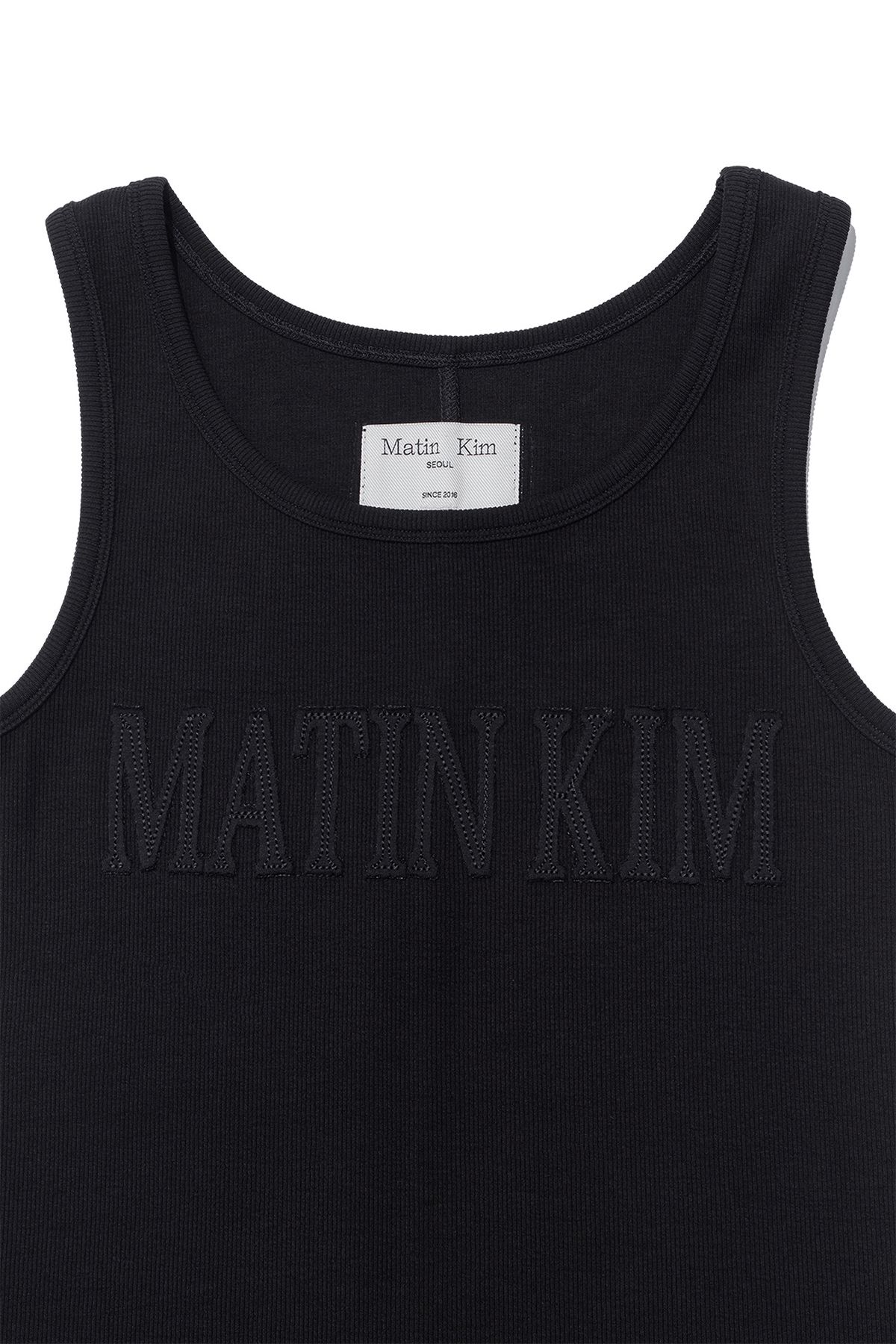 MUSINSA | MATIN KIM LOGO APPLIQUE SLIM TANK TOP IN BLACK