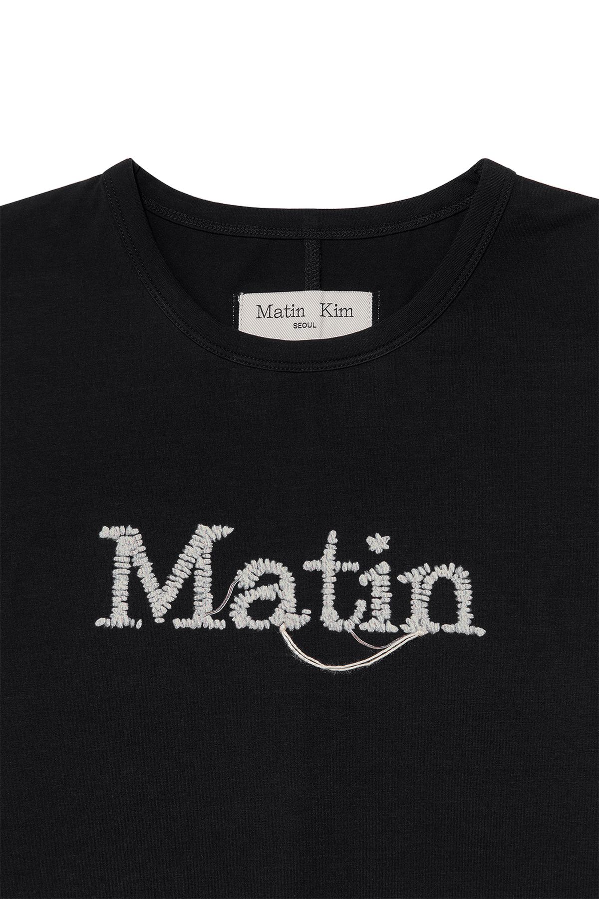 【MATIN KIM 】STITCH PRINTING DETAIL CROP TOP-BLACK MUSINSA | MATIN KIM STITCH PRINTING DETAIL CROP TOP IN BLACK