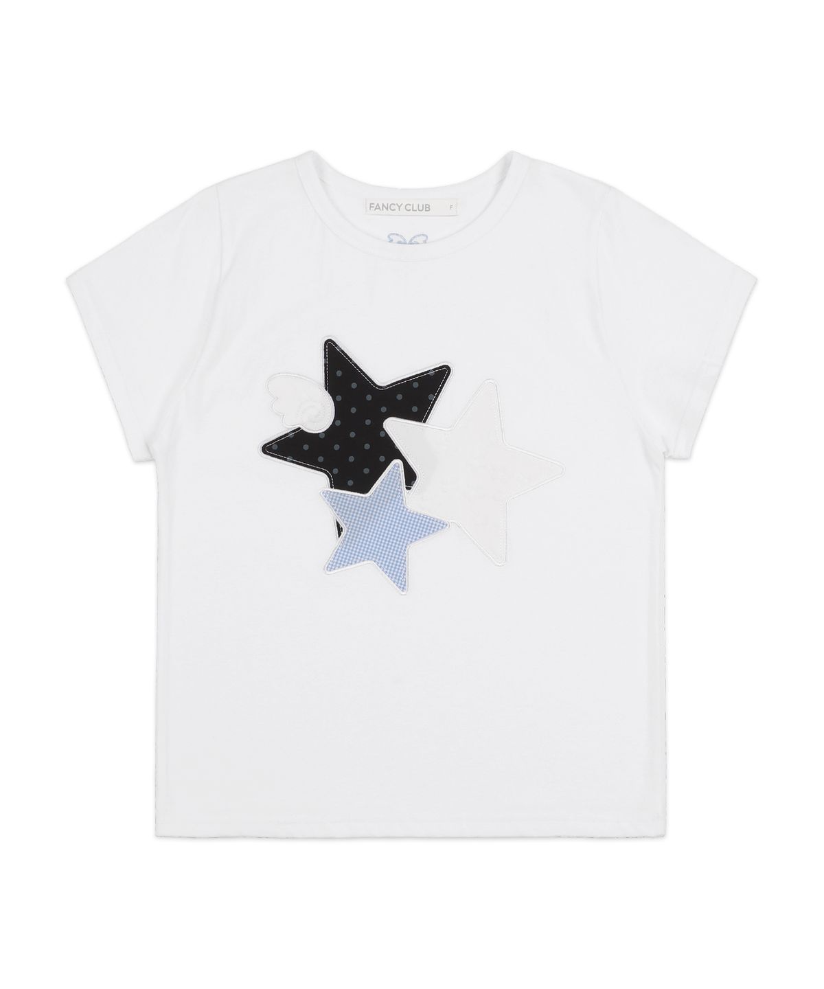 팬시클럽(FANCY CLUB) 믹스 스타 엔젤 패치 티 (WHITE) F25QB117