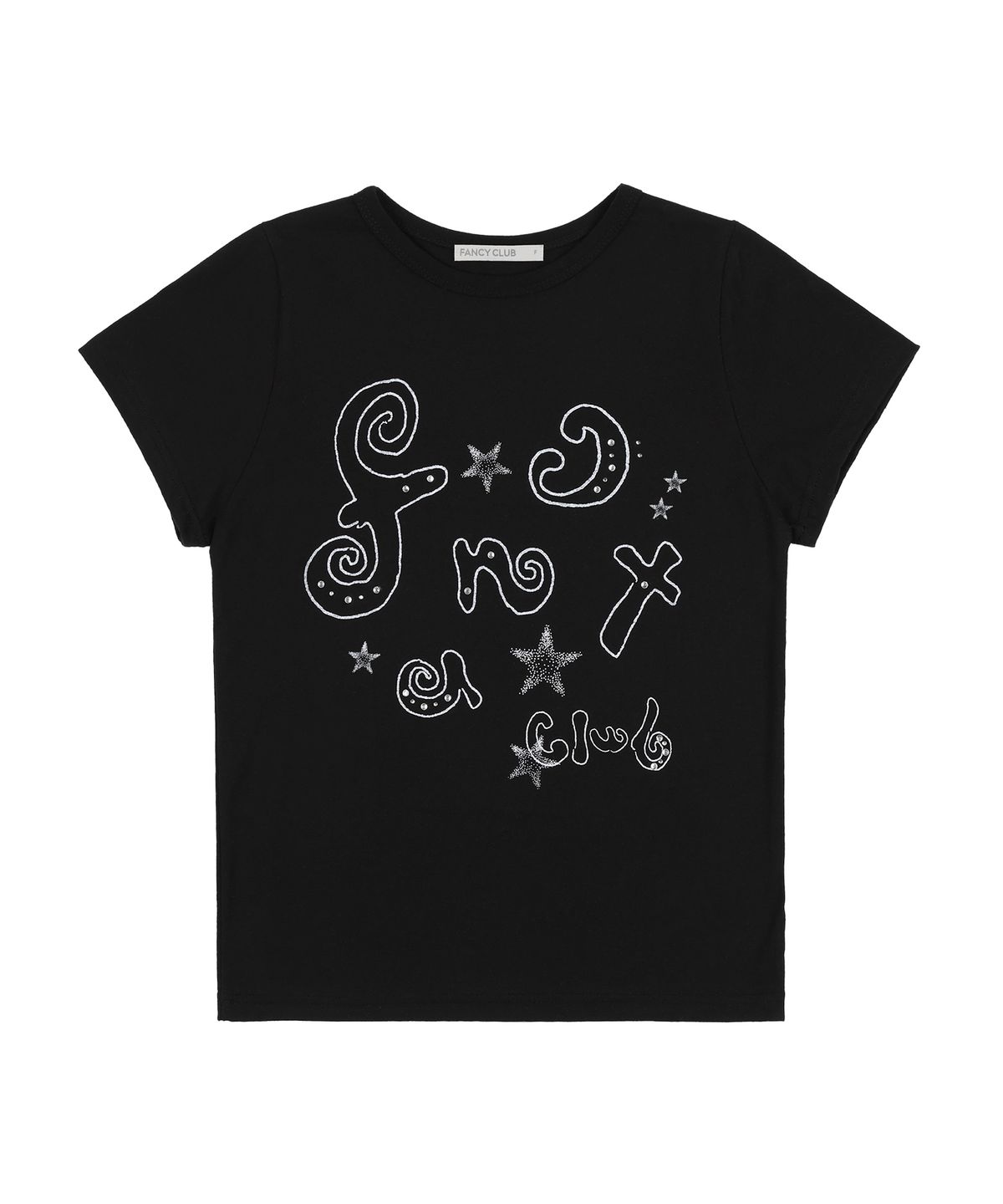 팬시클럽(FANCY CLUB) 글리터 메이지 로고 티 (BLACK) F25QB125
