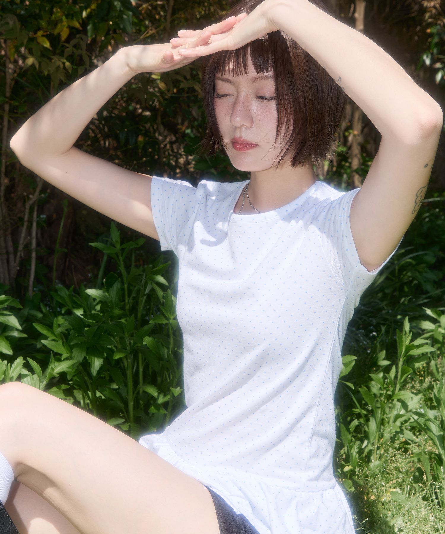■FANCY CLUB■ Frill Layered Dot Tee BLACK F25QB128 F25QB128 MUSINSA | FANCY CLUB Frill Layered Dot Tee (WHITE) F25QB128