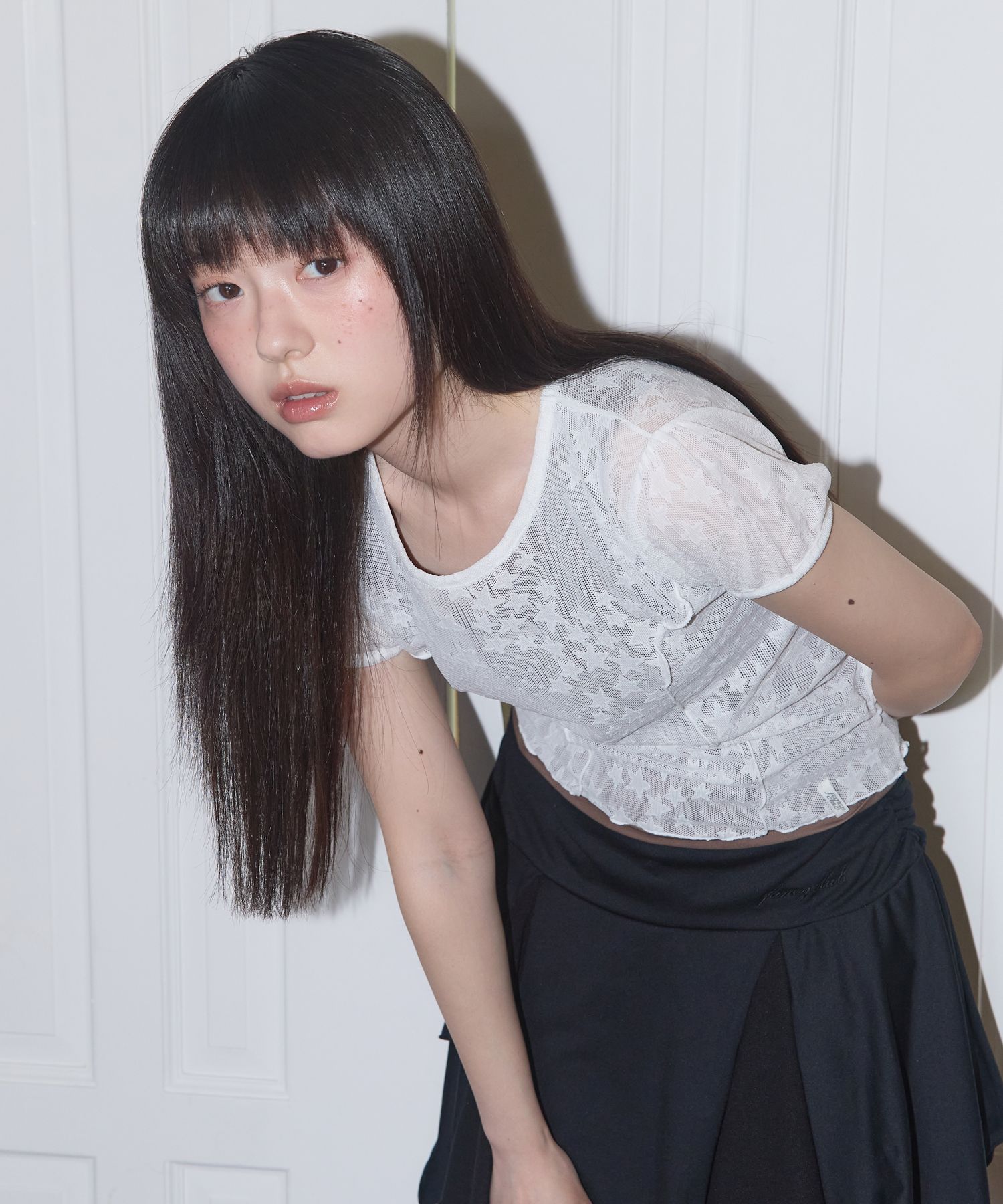 【MODIMOOD】PUFF LACE TOP MUSINSA | FANCY CLUB Wave Puff Lace Tee (WHITE) F25QB127
