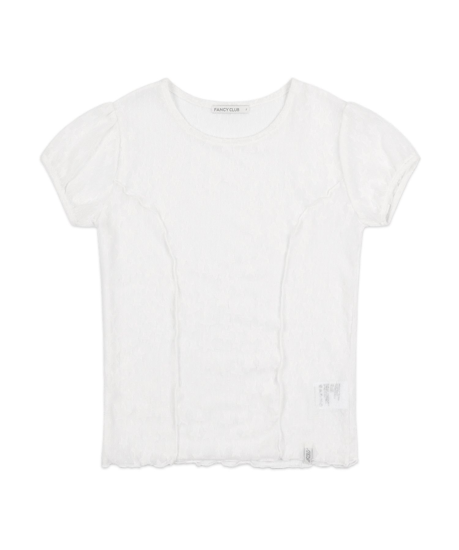 MUSINSA公式 | FANCY CLUB Wave Puff Lace Tee (WHITE) F25QB127