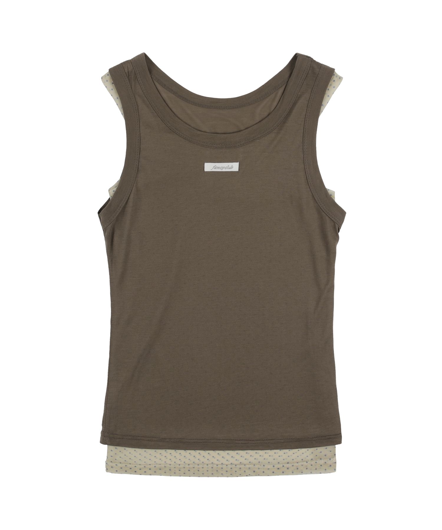 タンクトップ ノースリーブ 「FANCY CLUB」3-Way Dot Mesh Layered Sleeveless レディース MUSINSA | FANCY CLUB 3-way dot mesh layered sleeveless
