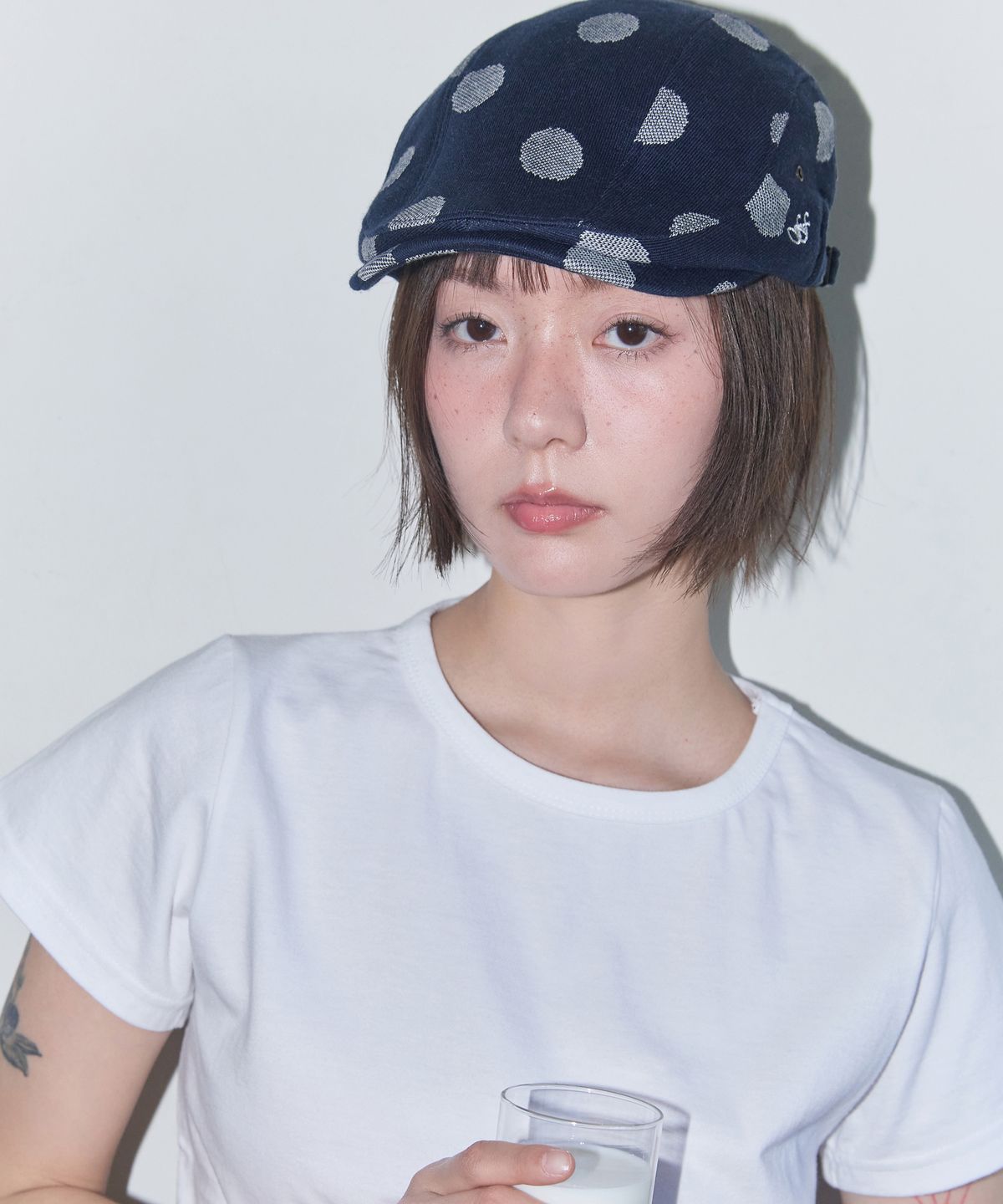팬시클럽(FANCY CLUB) 엔젤 도트 헌팅캡 (NAVY) F25QE997