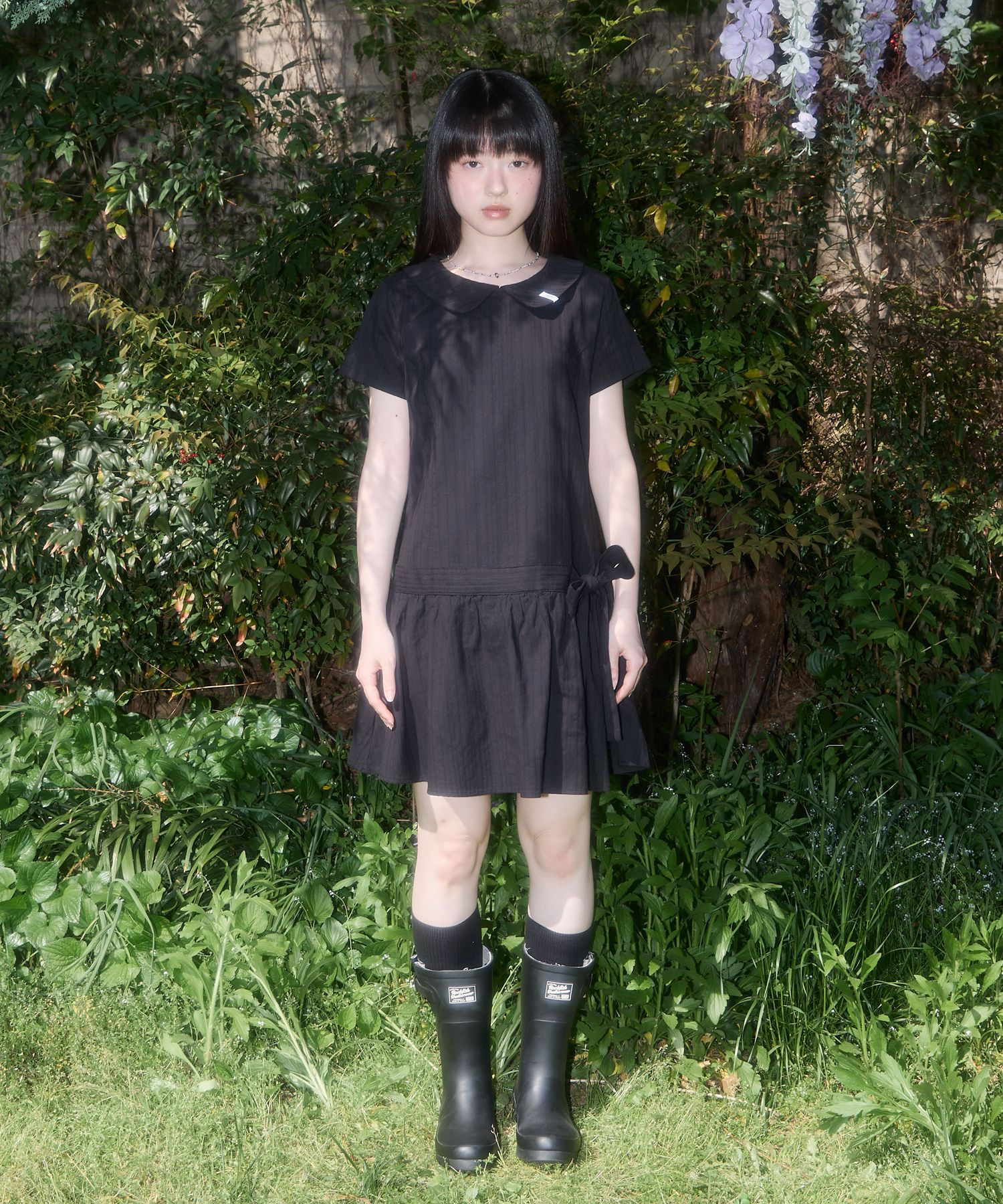FANCY CLUB ■ Ribbon Low-Rise Mini Dress Ribbon Low-Rise Mini Dress (Black) F25QD821 - FANCY CLUB
