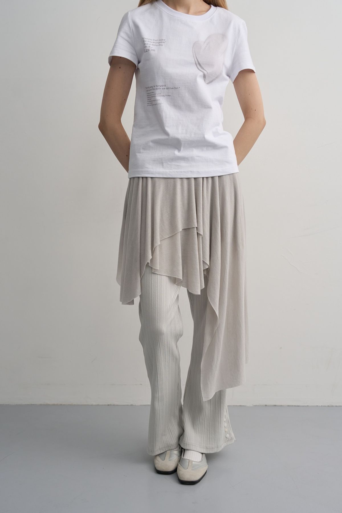 이지킴(EZKIM) EAZY LAYERED CUT SKIRT-GRAY