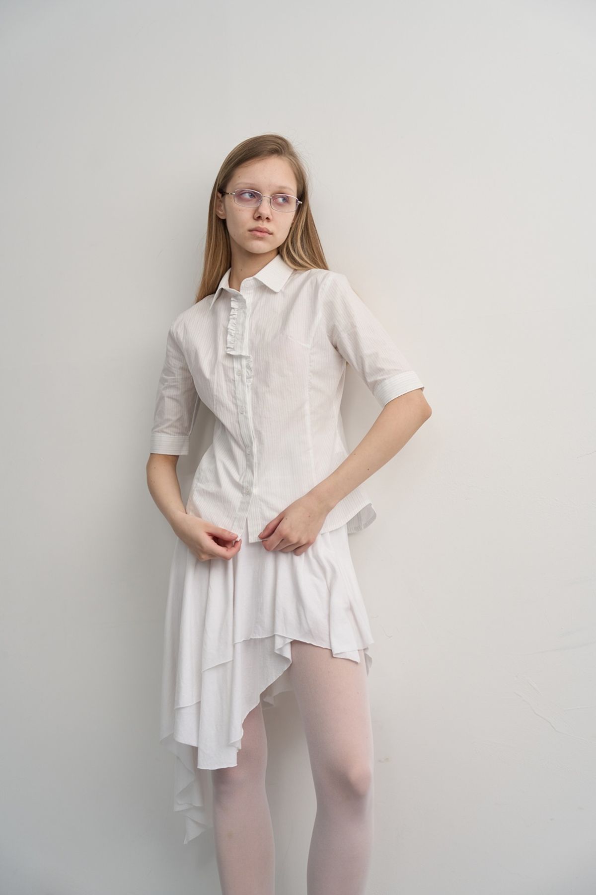 이지킴(EZKIM) EAZY LAYERED CUT SKIRT-WHITE