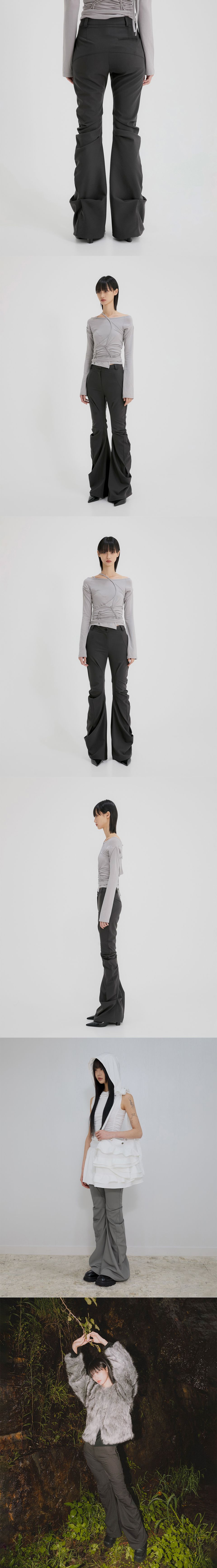 MUSINSA | FLAREUP Asymmetrical Drape Pants (FL-245_Charcoal)
