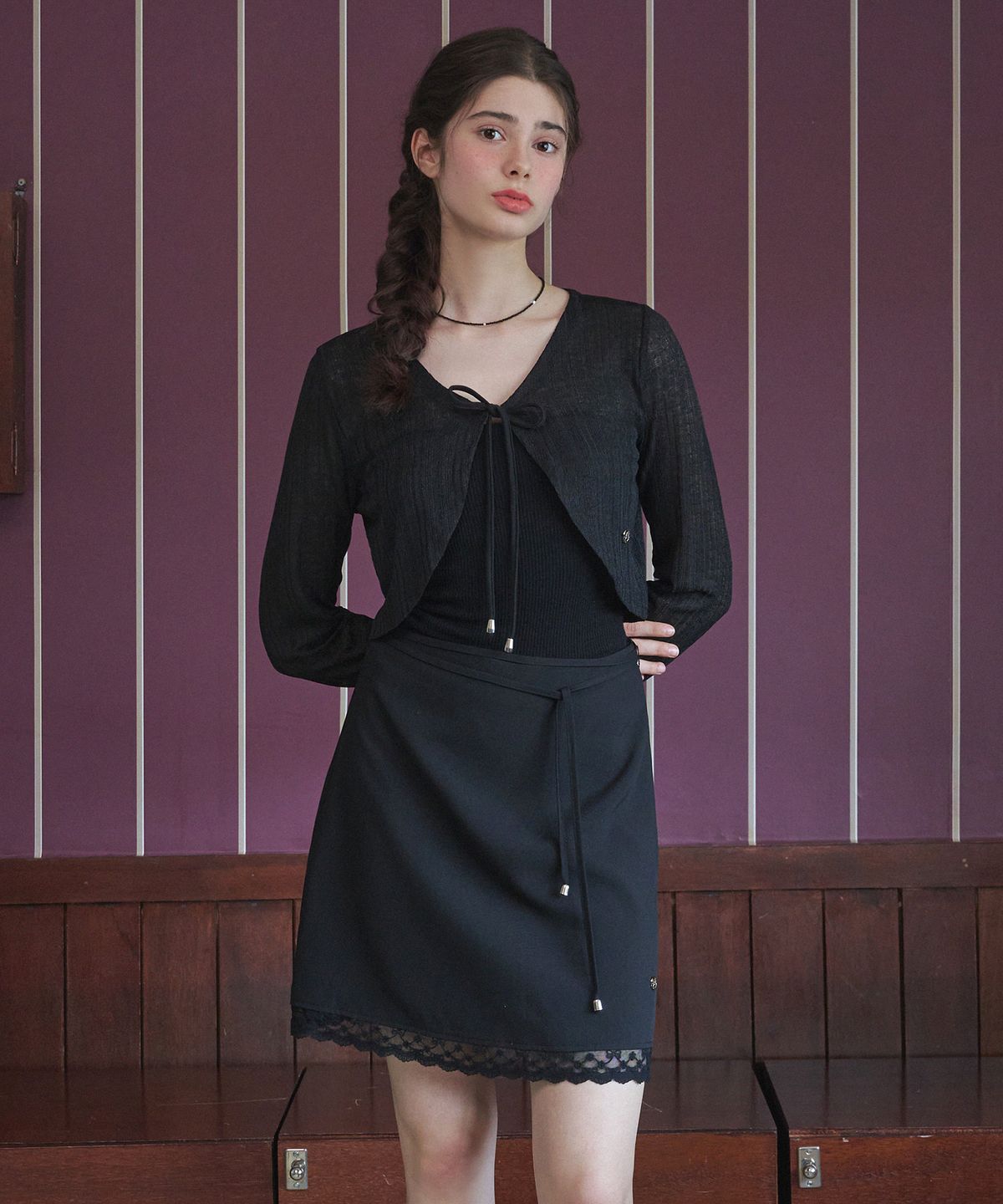 미케네(MICANE) 델라일라 레이스 미니 스커트