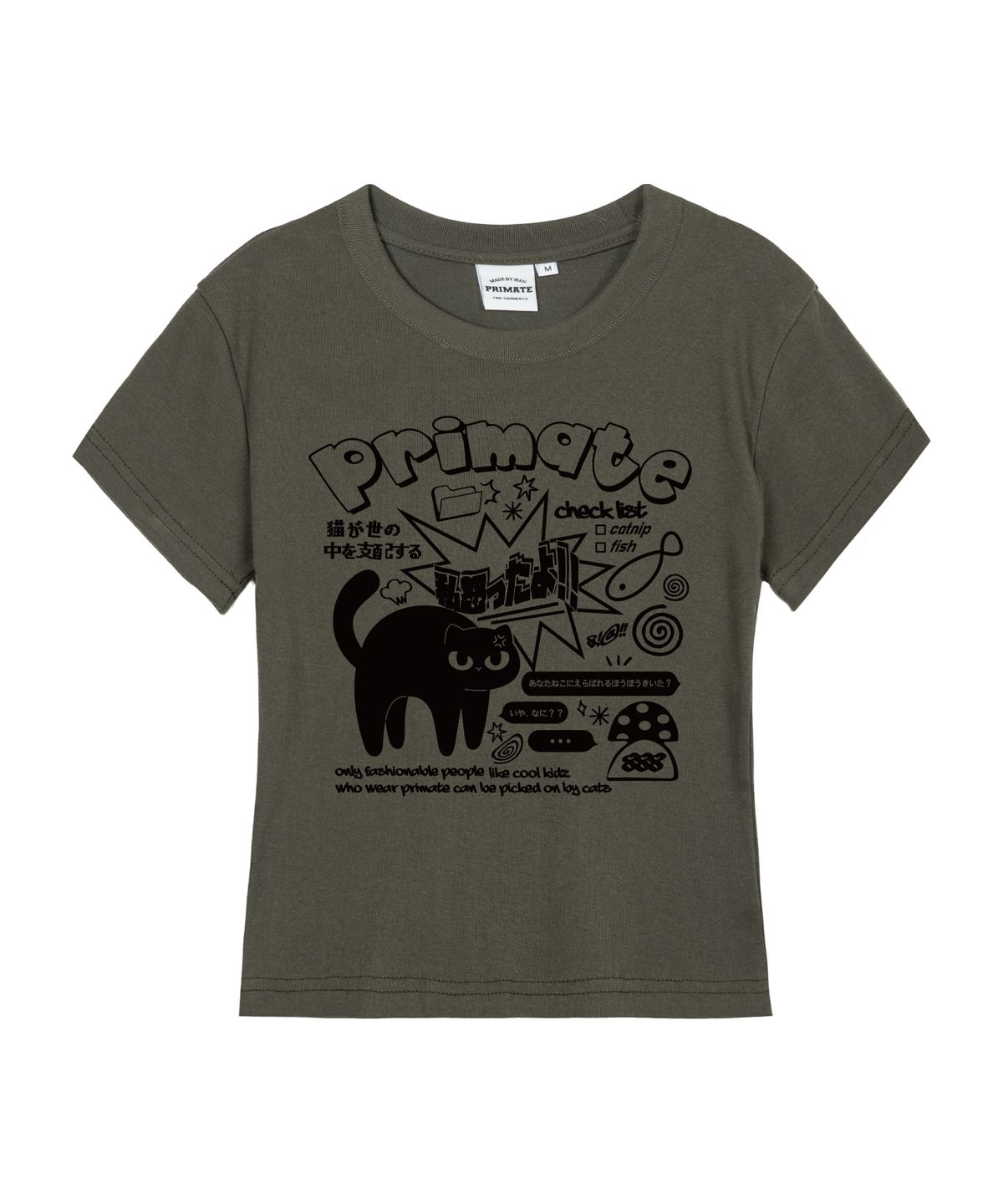 프라임에이트(PRIMATE) MAD CAT 여성 슬림핏 반팔티셔츠 5 COLORS