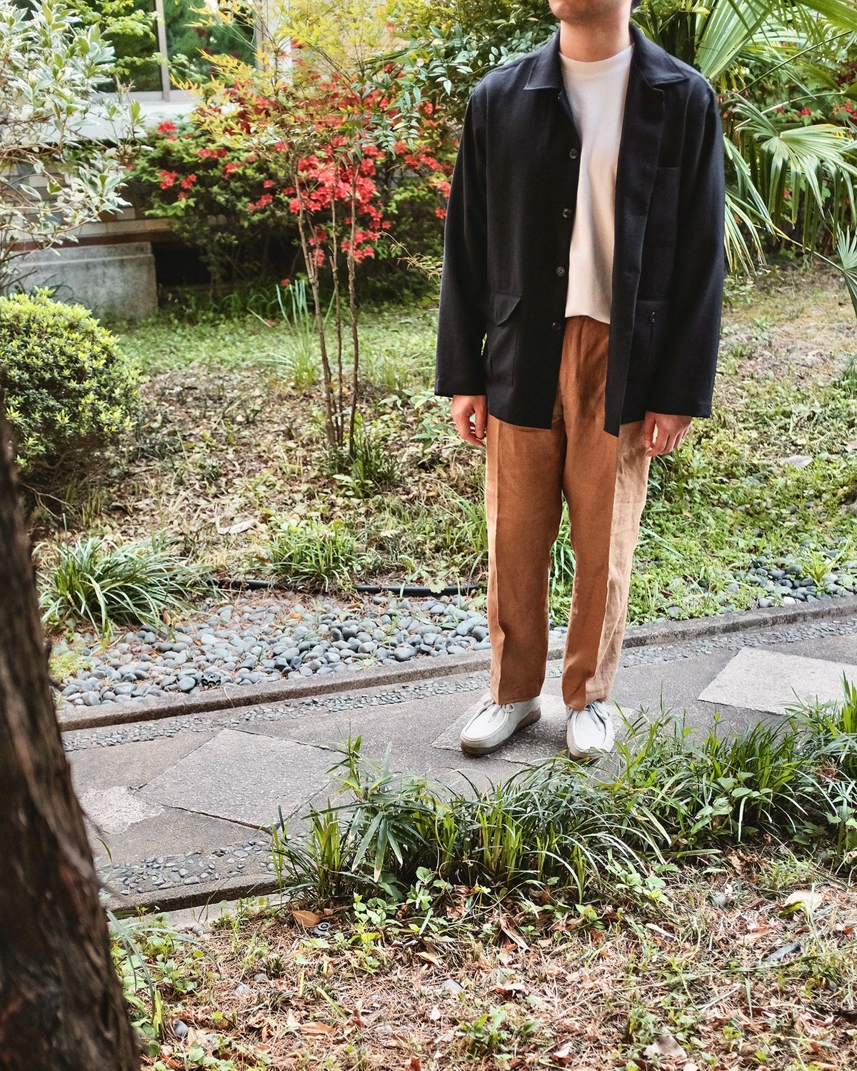 뗄라(TELA) Black Japanese Washed Polyester Shirt Jacket