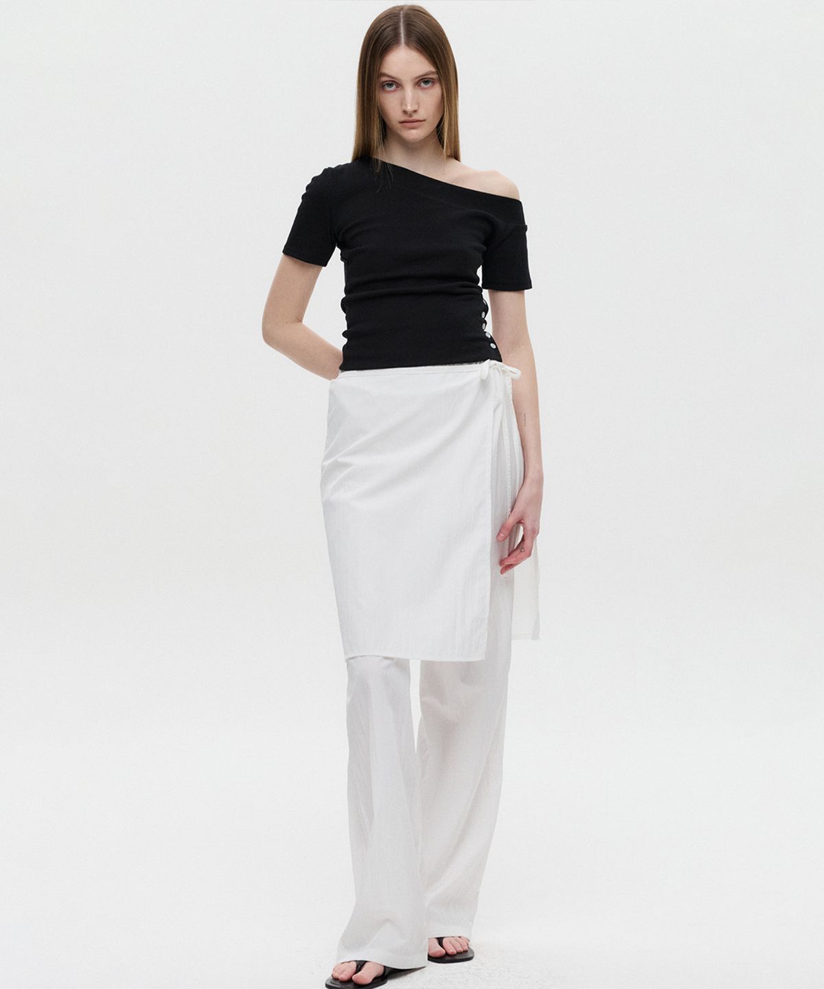 디앤에스알 우먼(DNSR WOMEN) 스커트 레이어드 팬츠 화이트
