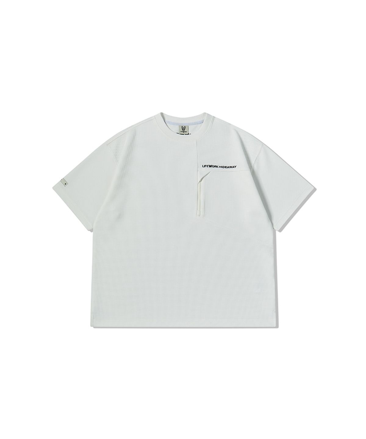 라이프워크(LIFEWORK) 와플 조직 지퍼프론트 반팔 티셔츠