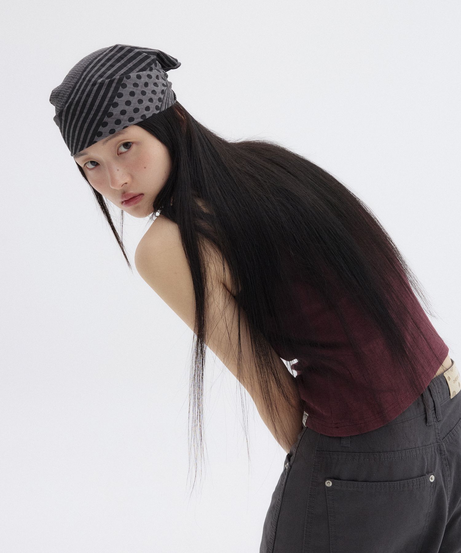 MUSINSA | OHESHIO MIX DOT PATTERN SHEER SCARF, GRAY