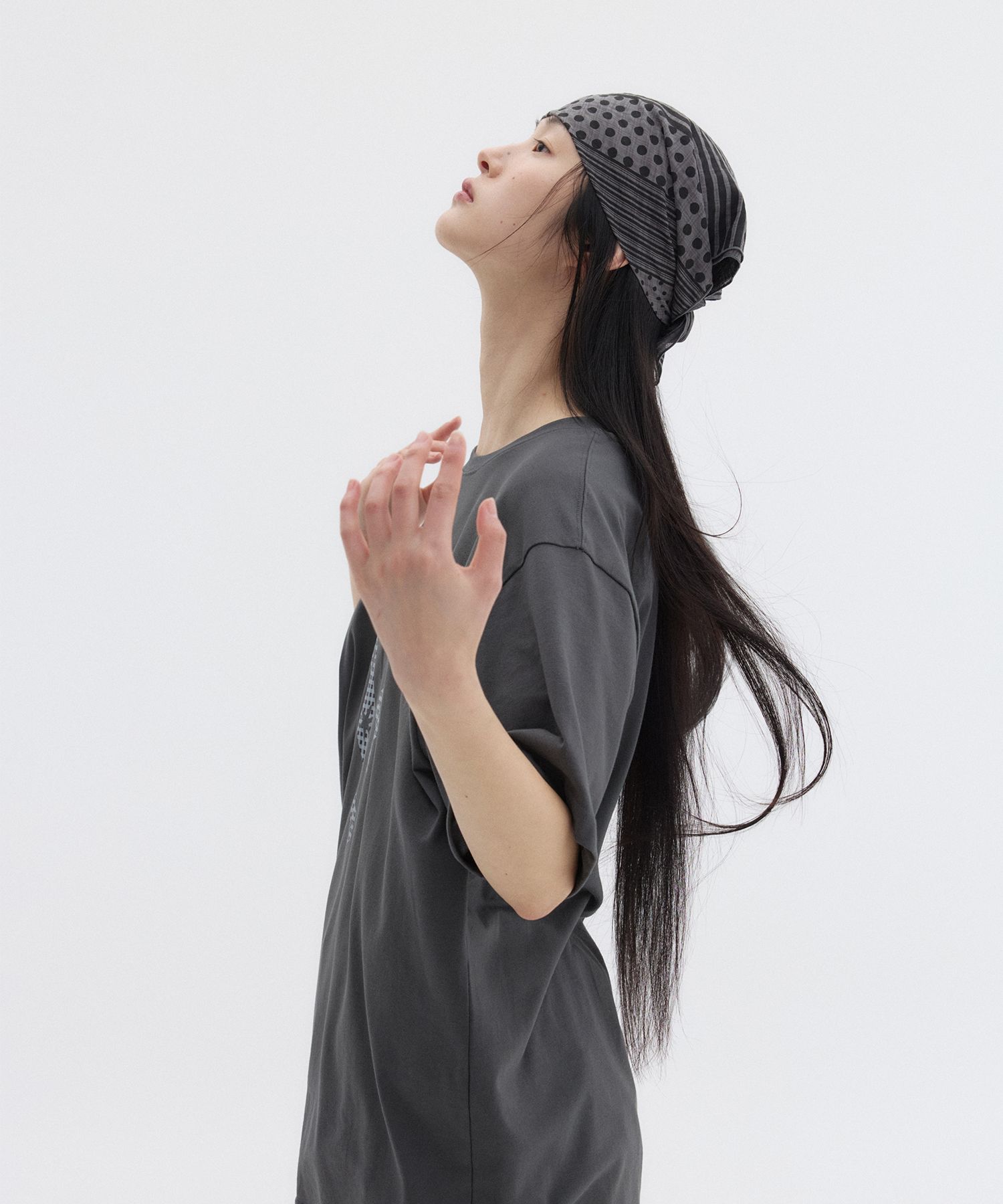 MUSINSA | OHESHIO MIX DOT PATTERN SHEER SCARF, GRAY