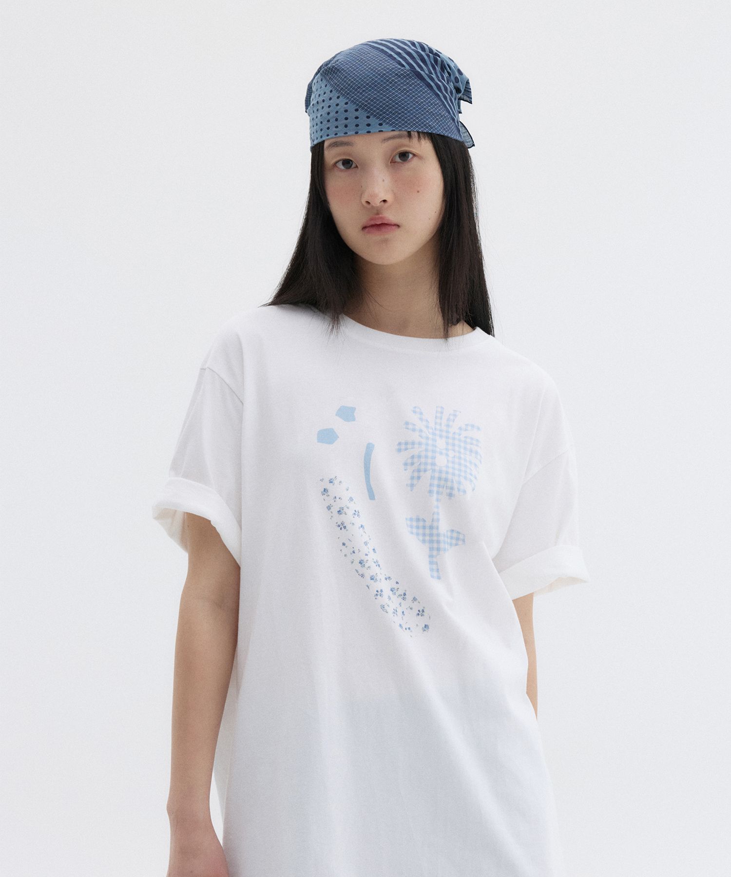 MUSINSA | OHESHIO MIX DOT PATTERN SHEER SCARF, BLUE