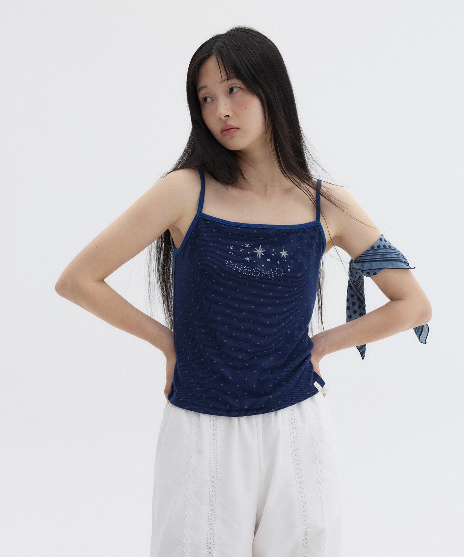 MUSINSA | OHESHIO MIX DOT PATTERN SHEER SCARF, BLUE