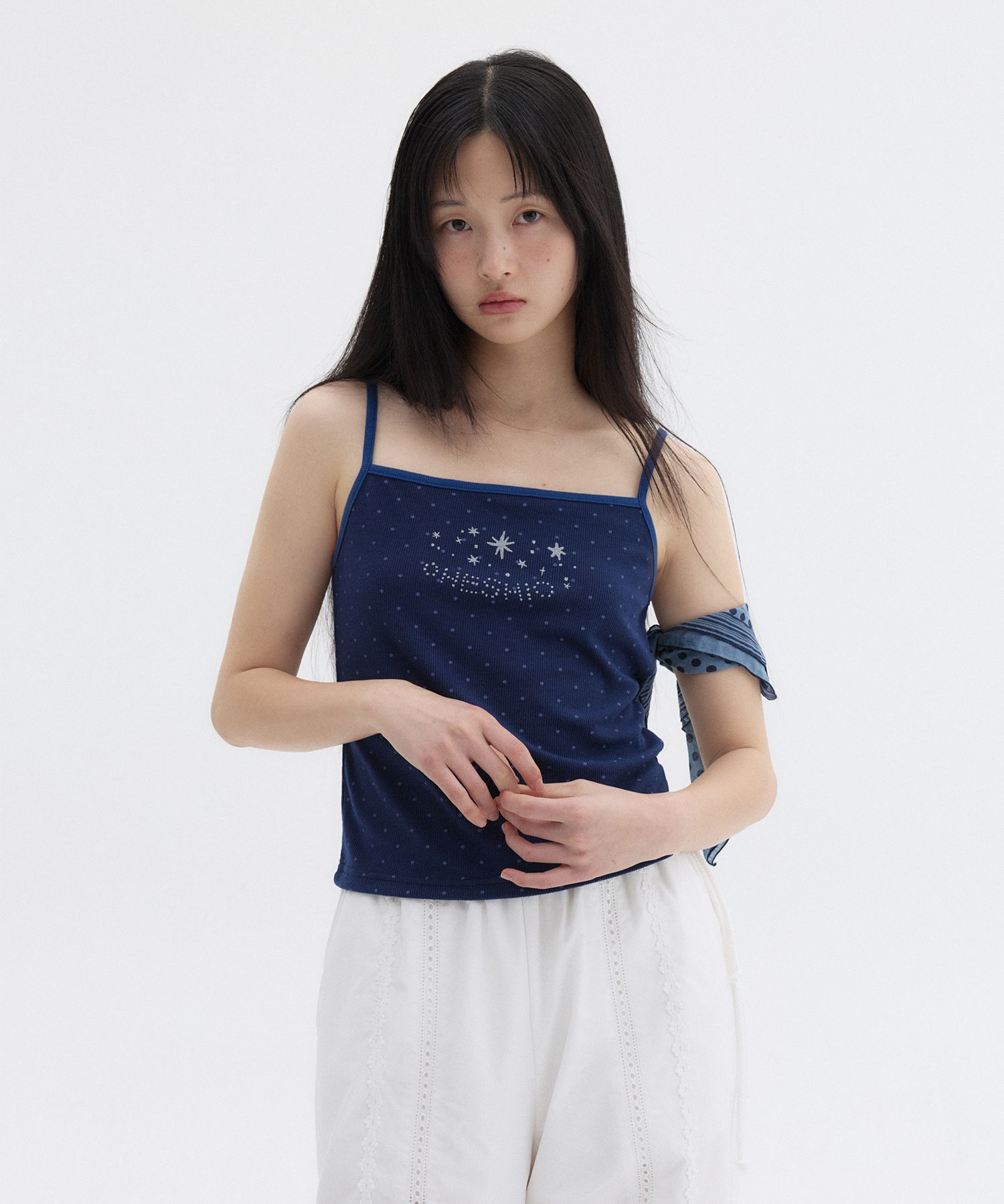 MUSINSA | OHESHIO MIX DOT PATTERN SHEER SCARF, BLUE
