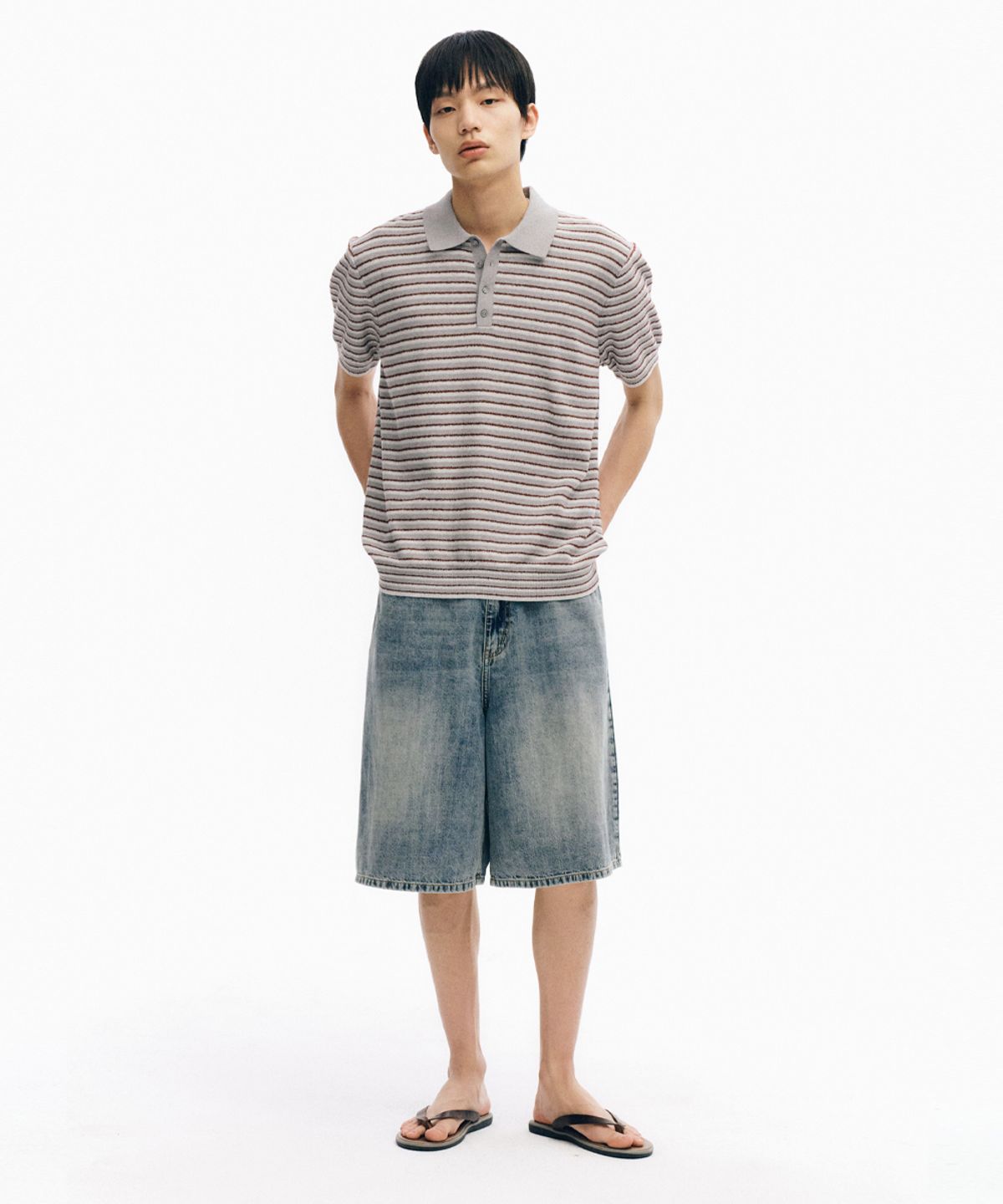 인템포무드(INTEMPOMOOD) 버뮤다 레이지 보이 하프 팬츠_페이디드블루