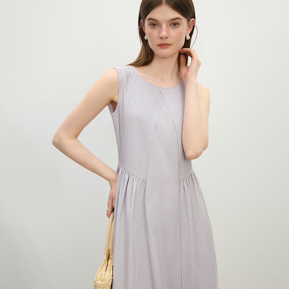 웬스데이딜라잇(WEDNESDAY DELIGHT) WD_Pleated linen sleeveless dress_2color