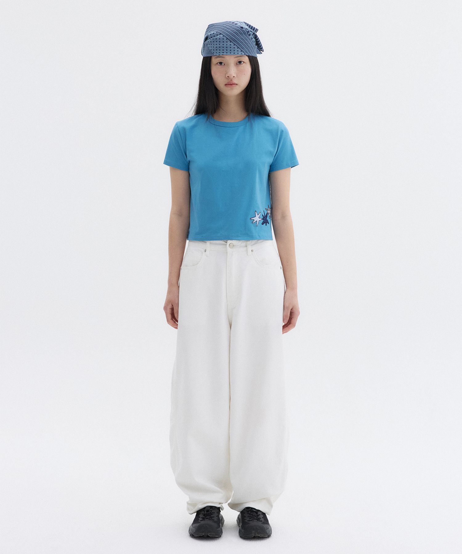 MUSINSA | OHESHIO STAR PATCHY T-SHIRT, BLUE