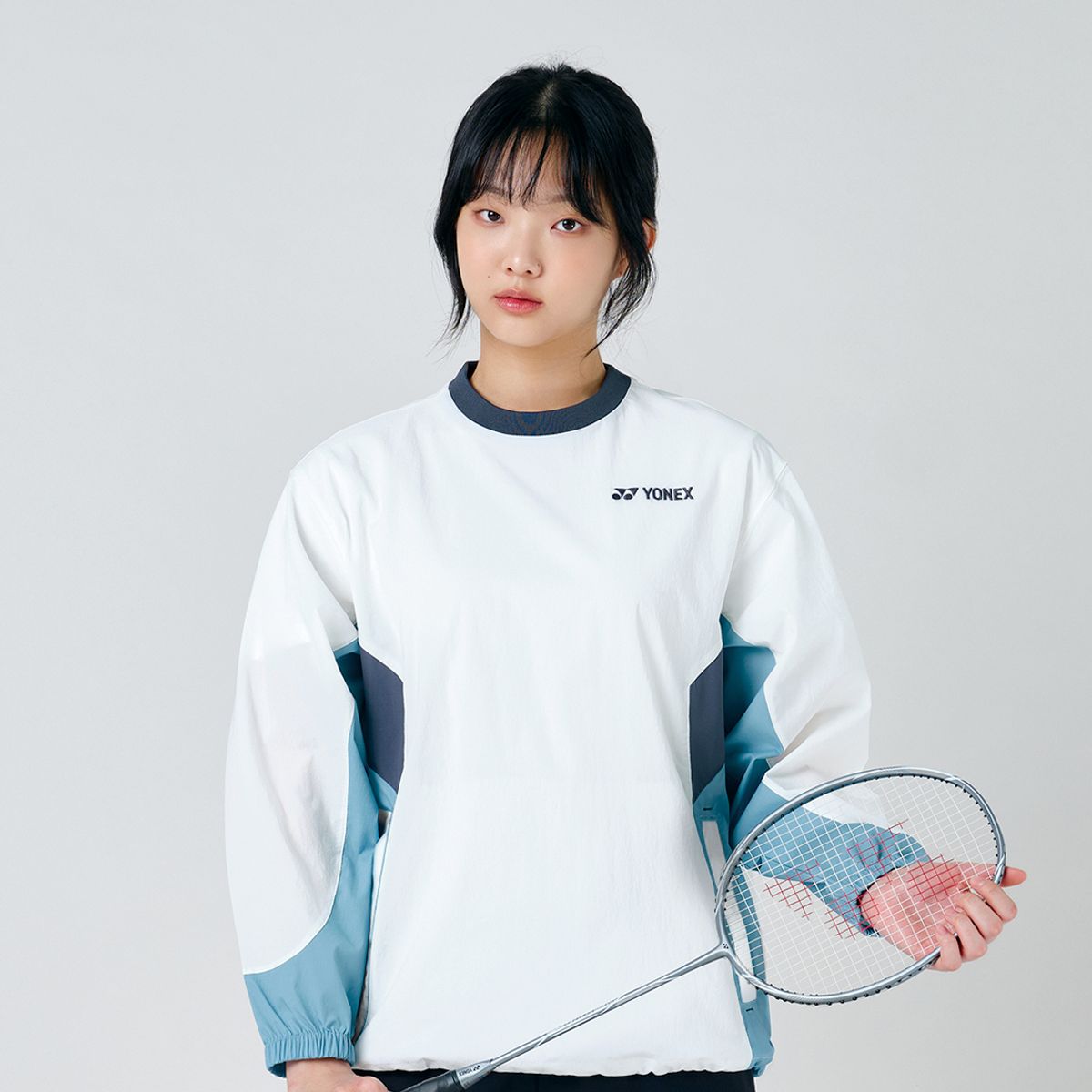 요넥스(YONEX) 251JJ002U 화이트 그린/화이트 스카이블루 공용 라운드넥 아노락 자켓