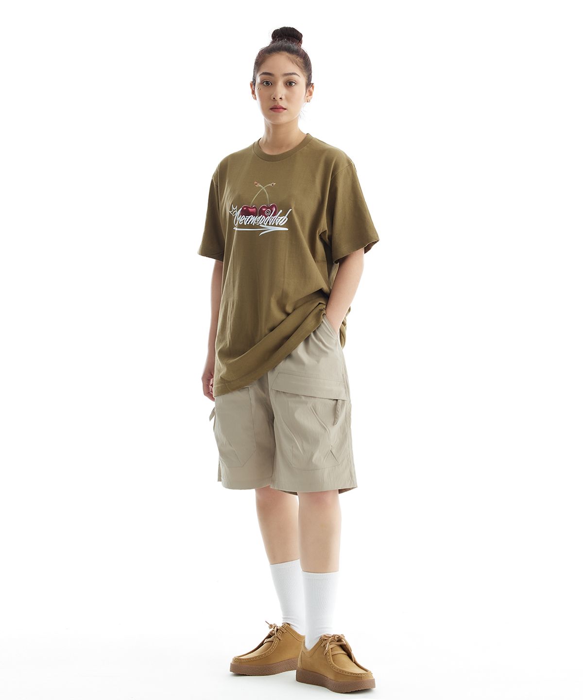 크림소다랩(CREAM SODA LAB) 버뮤다 와이드 프론트 카고 숏팬츠
